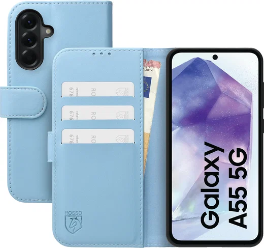 Rosso Element Modern Samsung Galaxy A55 Hoesje Book Case Wallet Licht Blauw afbeelding 1