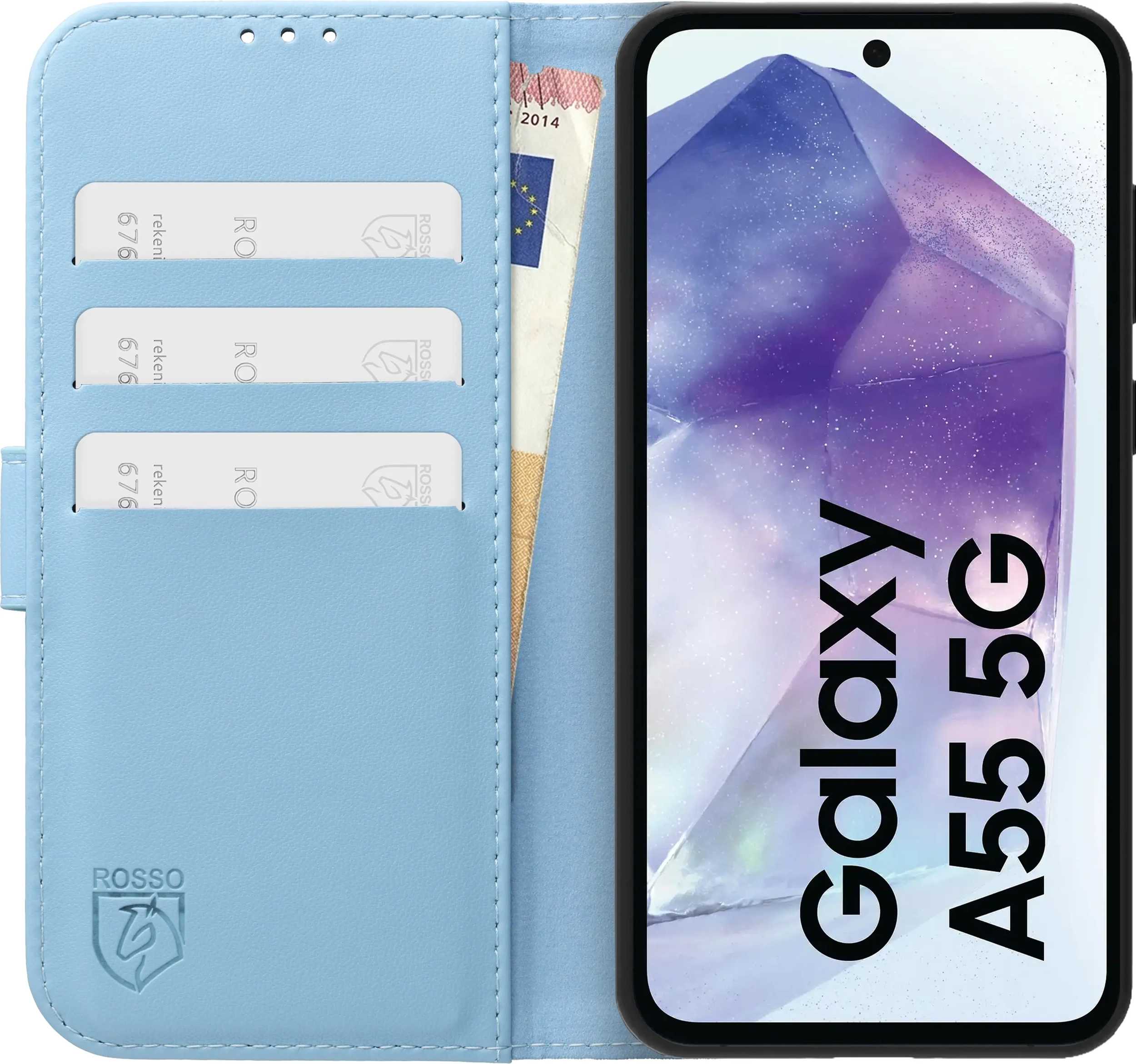 Rosso Element Modern Samsung Galaxy A55 Hoesje Book Case Wallet Licht Blauw afbeelding 3