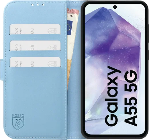 Rosso Element Modern Samsung Galaxy A55 Hoesje Book Case Wallet Licht Blauw afbeelding 3