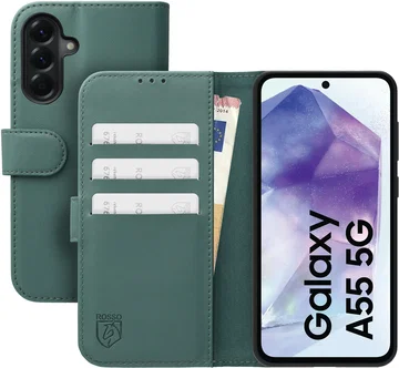 Rosso Element Modern Samsung Galaxy A55 Hoesje Book Case Wallet Licht Groen