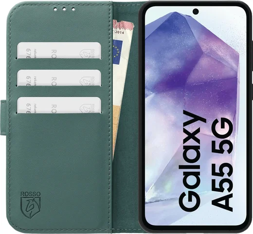 Rosso Element Modern Samsung Galaxy A55 Hoesje Book Case Wallet Licht Groen afbeelding 3