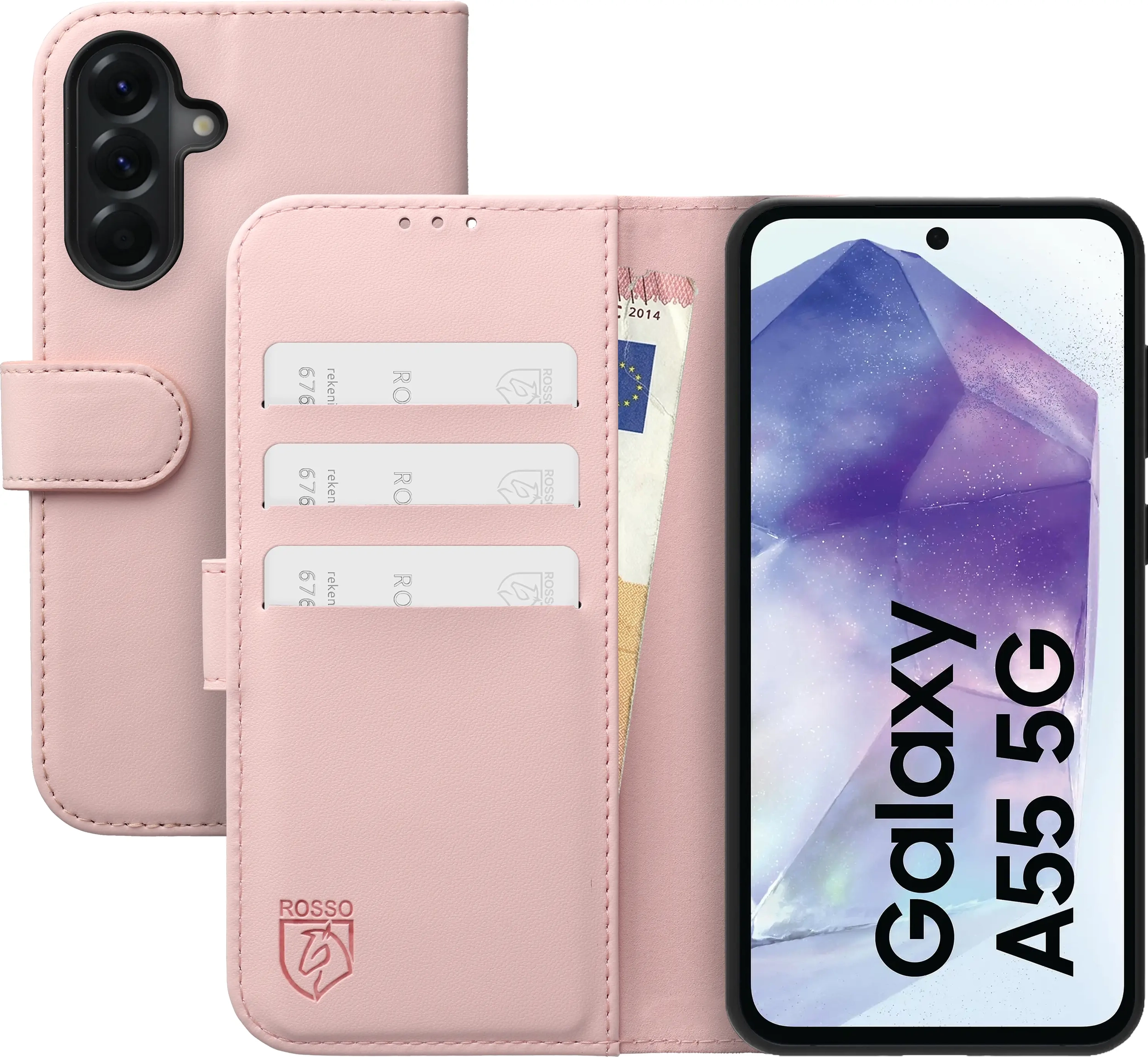 Rosso Element Modern Samsung Galaxy A55 Hoesje Book Case Wallet Roze afbeelding 1