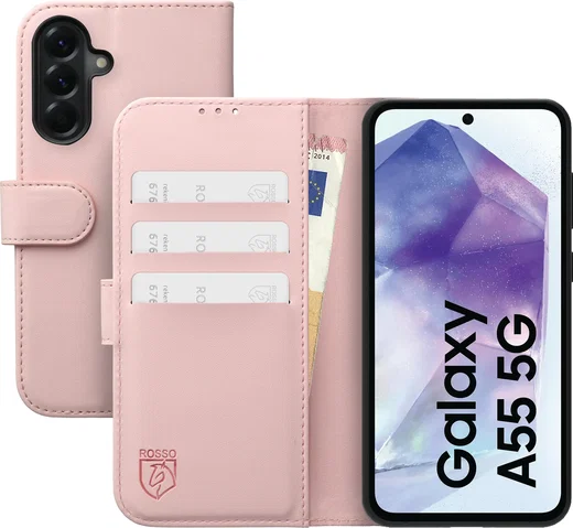 Rosso Element Modern Samsung Galaxy A55 Hoesje Book Case Wallet Roze afbeelding 1