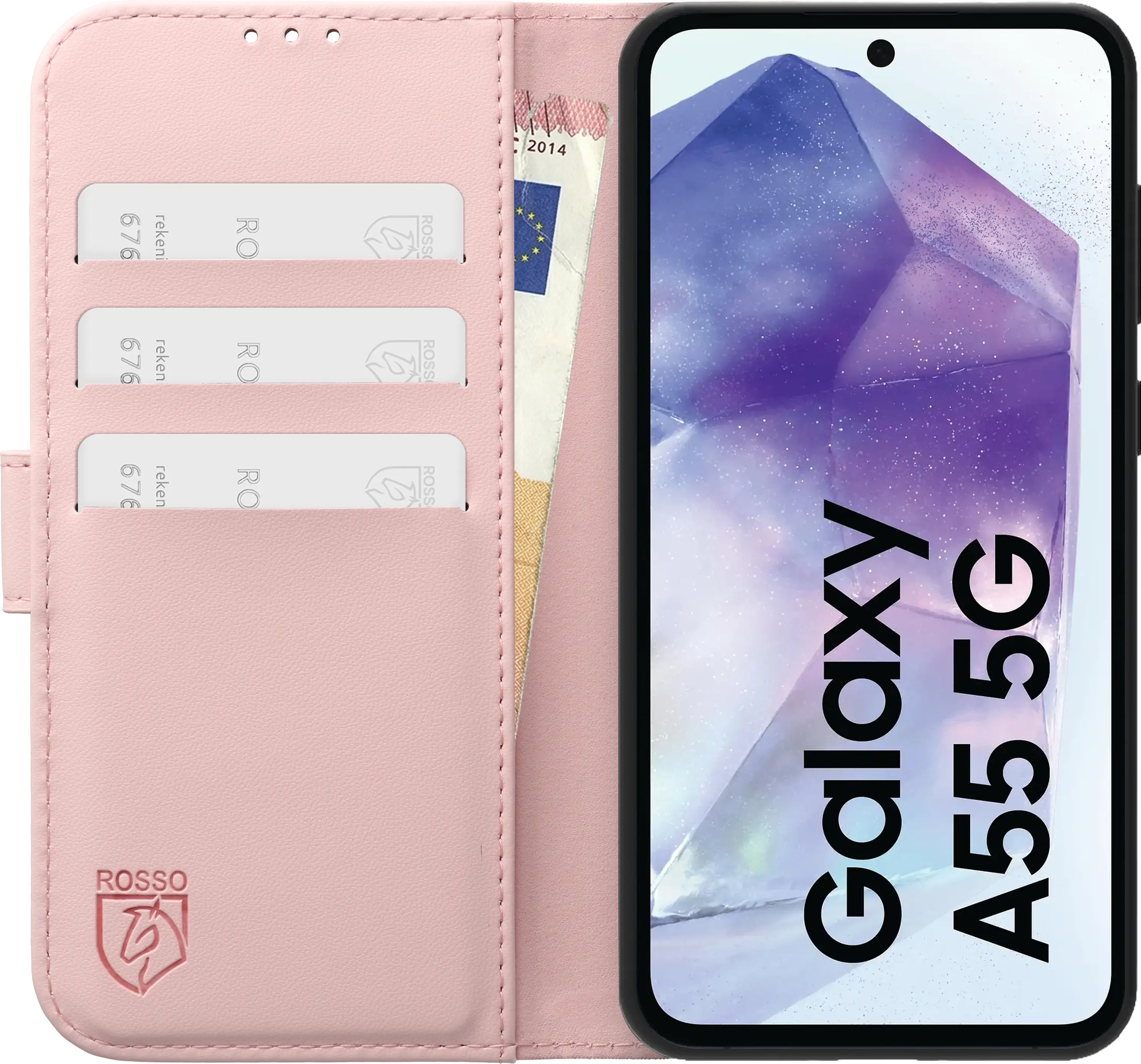 Rosso Element Modern Samsung Galaxy A55 Hoesje Book Case Wallet Roze afbeelding 3