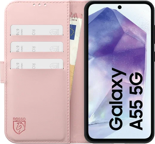 Rosso Element Modern Samsung Galaxy A55 Hoesje Book Case Wallet Roze afbeelding 3