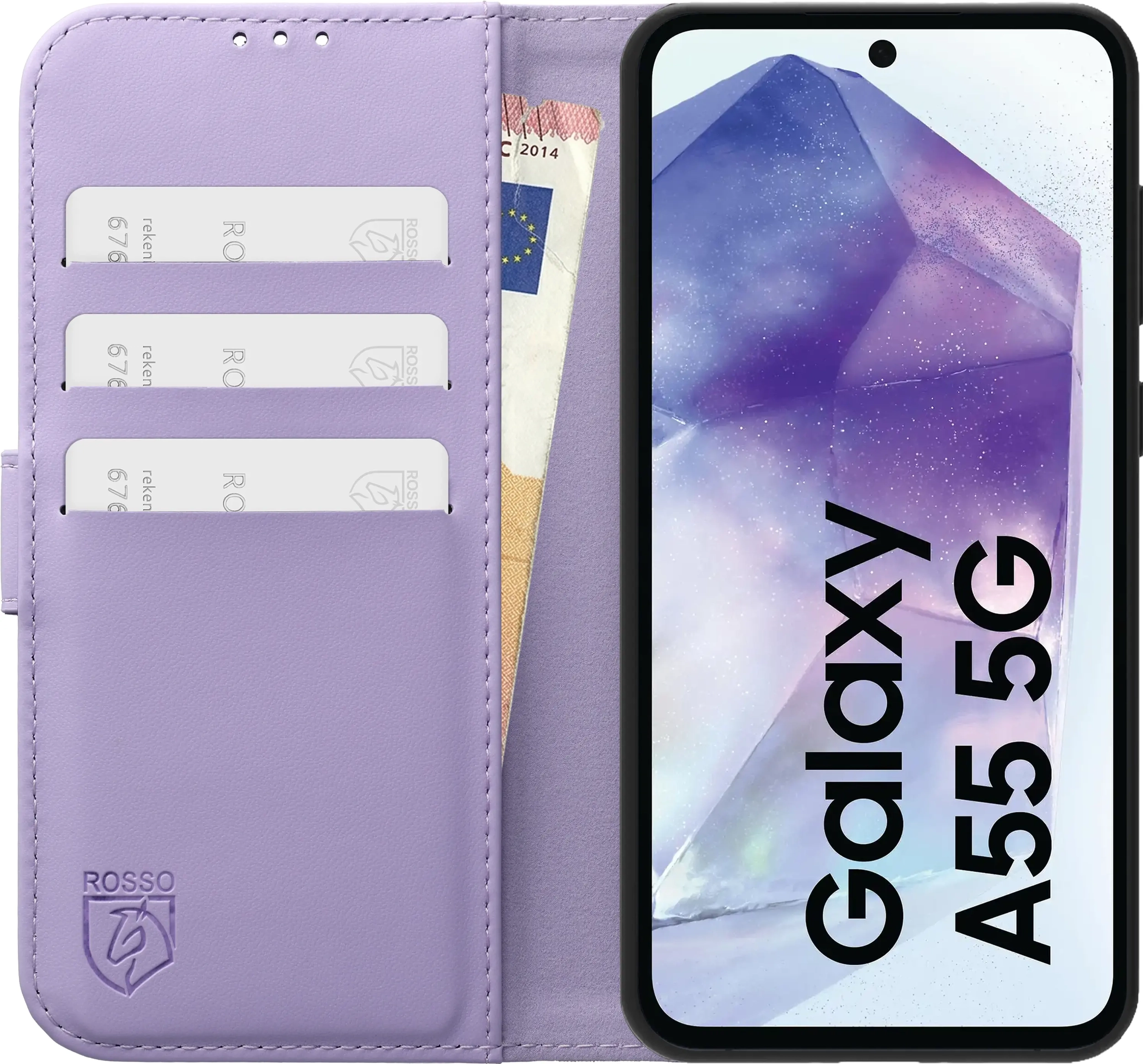 Rosso Element Modern Samsung Galaxy A55 Hoesje Book Case Wallet Paars afbeelding 3