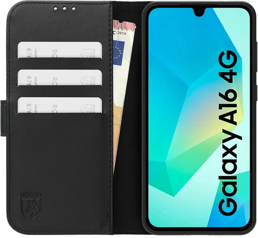Rosso Element Modern Samsung Galaxy A16 Hoesje Book Case Wallet Zwart afbeelding 3