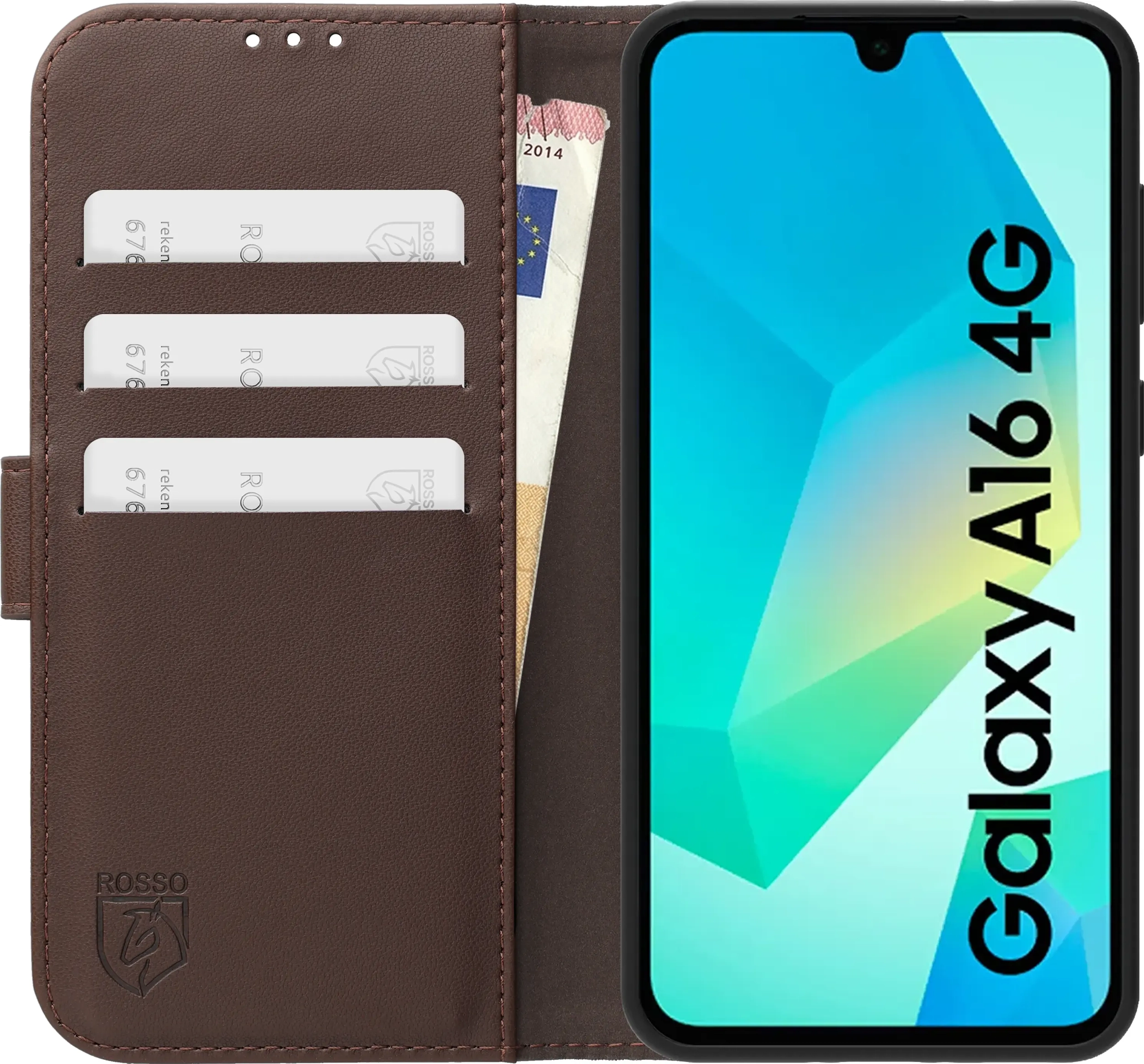 Rosso Element Modern Samsung Galaxy A16 Hoesje Book Case Wallet Bruin afbeelding 3