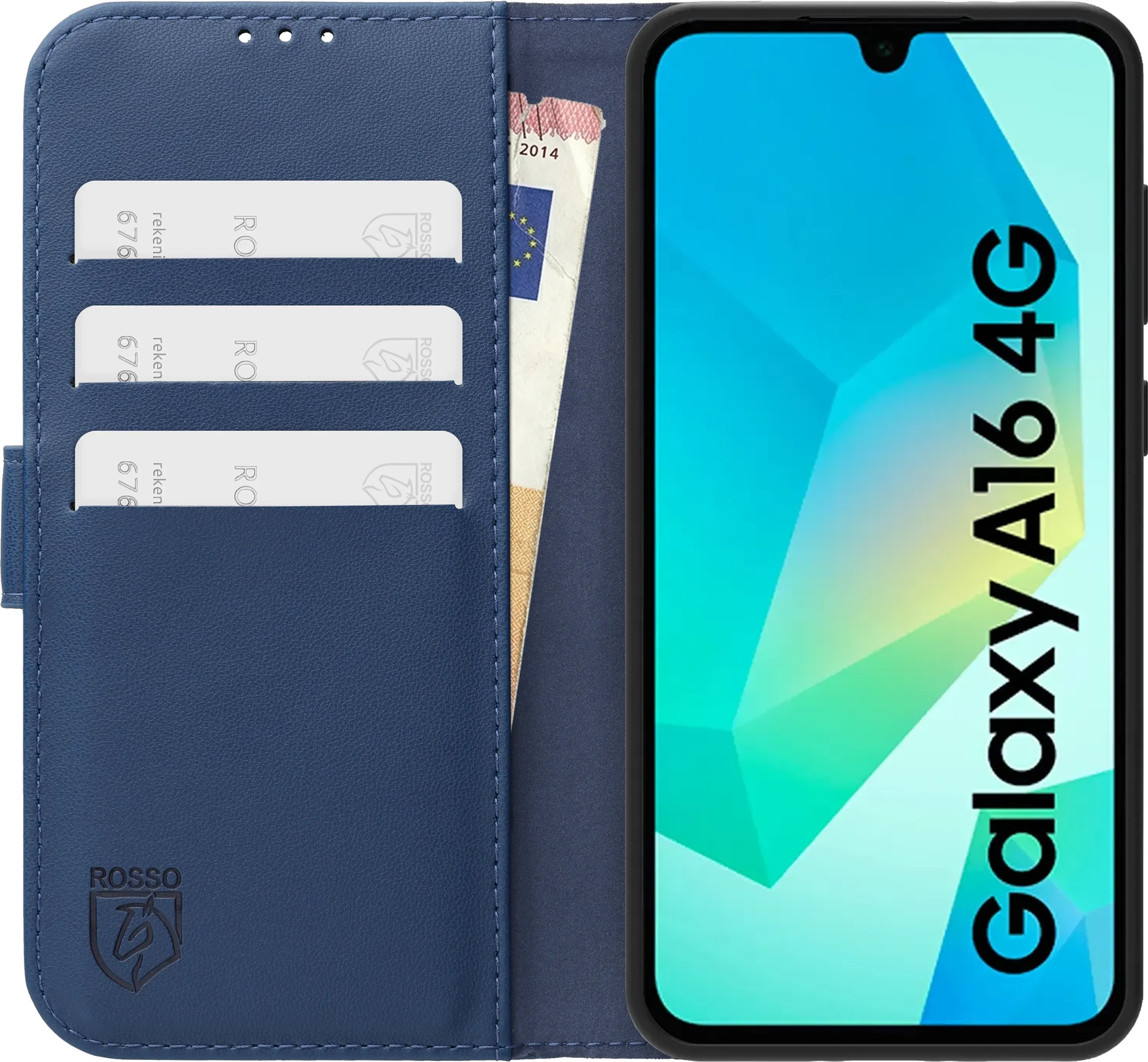 Rosso Element Modern Samsung Galaxy A16 Hoesje Book Case Wallet Blauw afbeelding 3