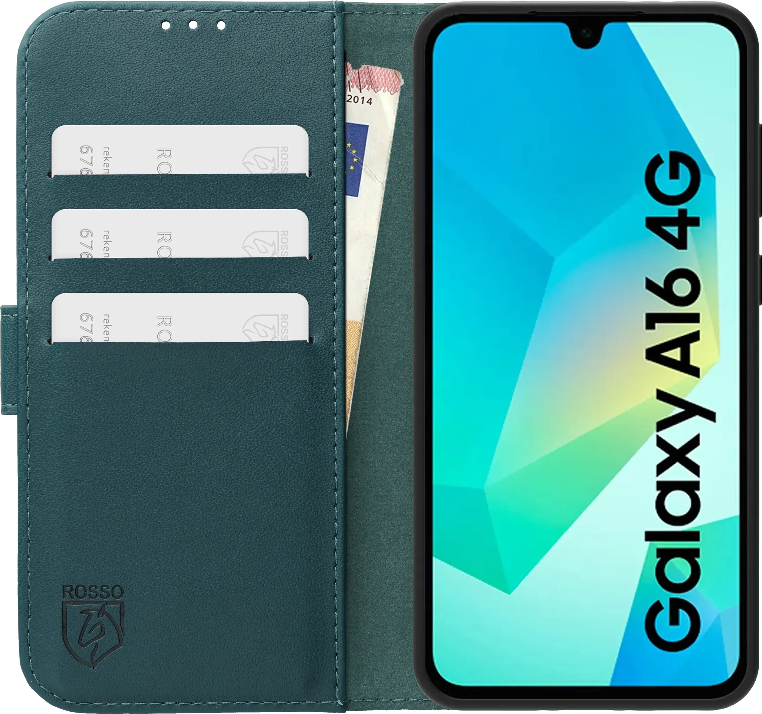 Rosso Element Modern Samsung Galaxy A16 Hoesje Book Case Wallet Groen afbeelding 3