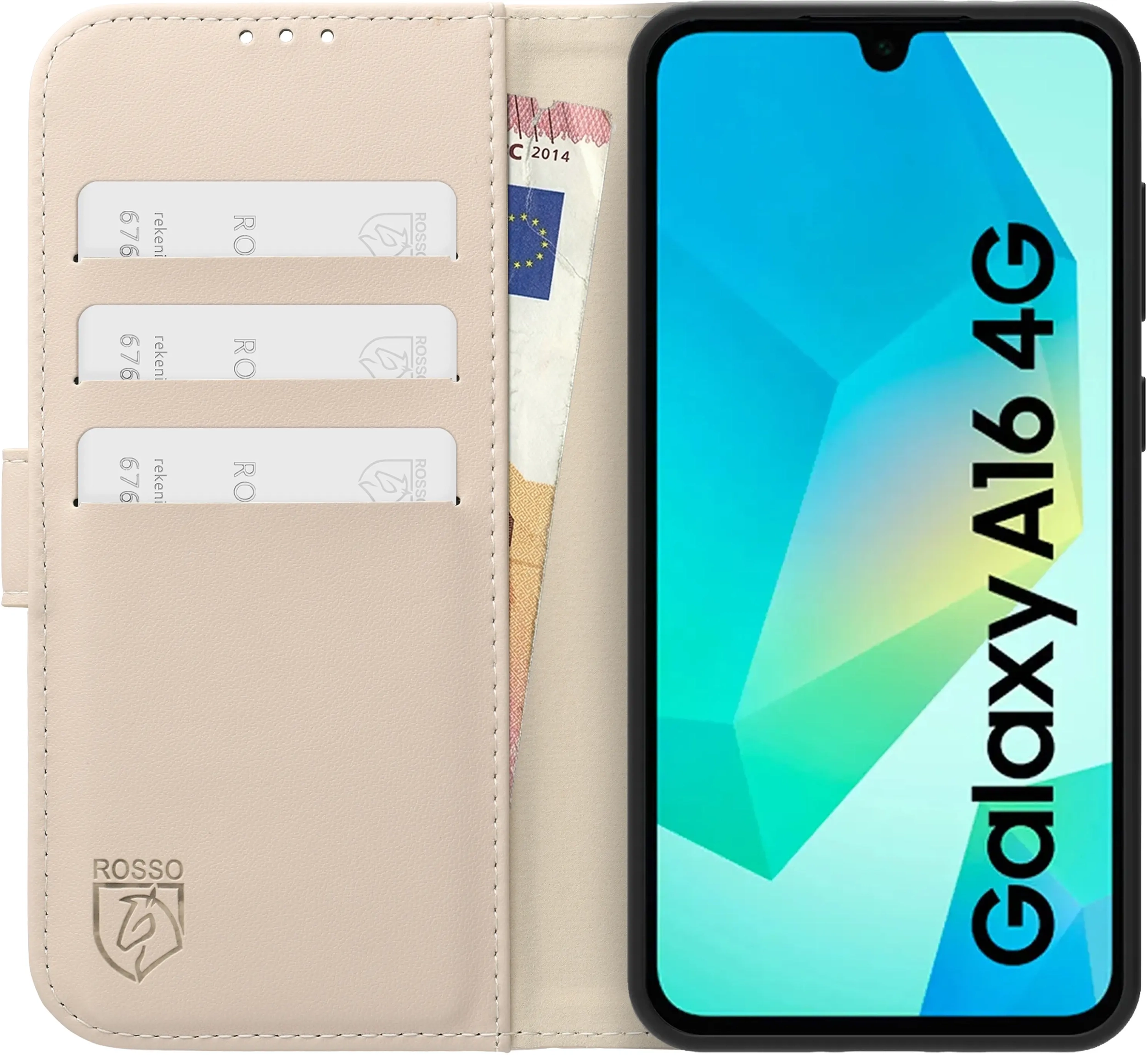 Rosso Element Modern Samsung Galaxy A16 Hoesje Book Case Wallet Beige afbeelding 3
