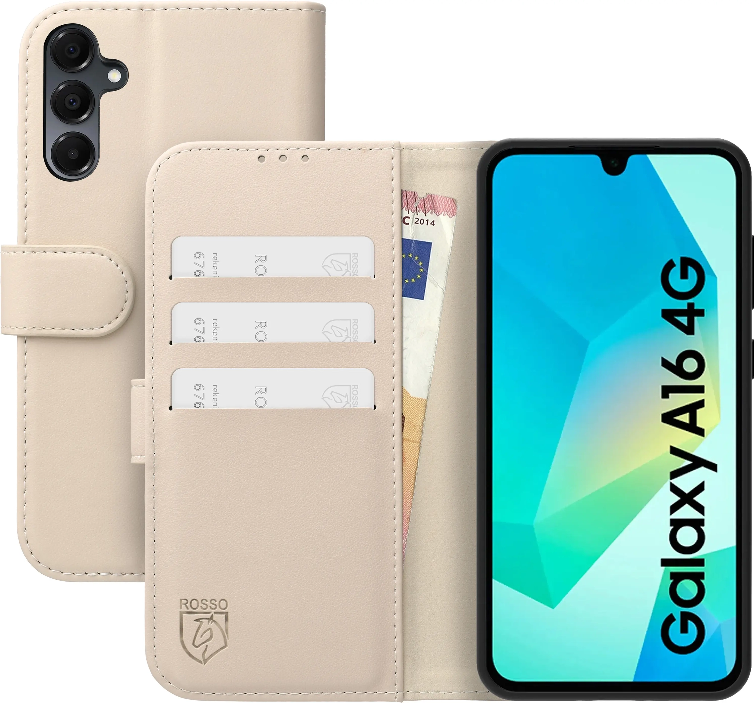 Rosso Element Modern Samsung Galaxy A16 Hoesje Book Case Wallet Beige afbeelding 1