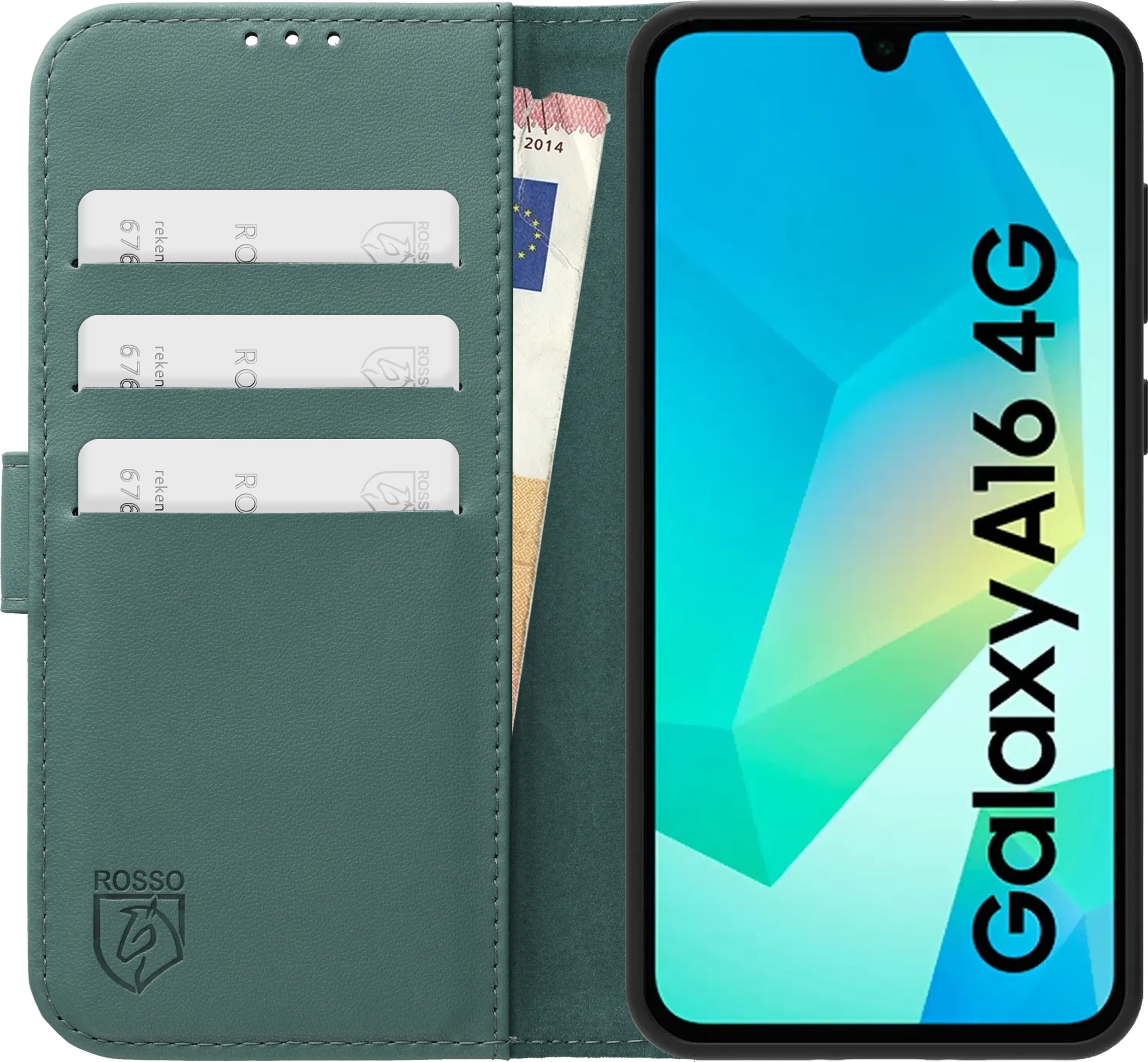Rosso Element Modern Samsung Galaxy A16 Hoesje Book Case Wallet Licht Groen afbeelding 3