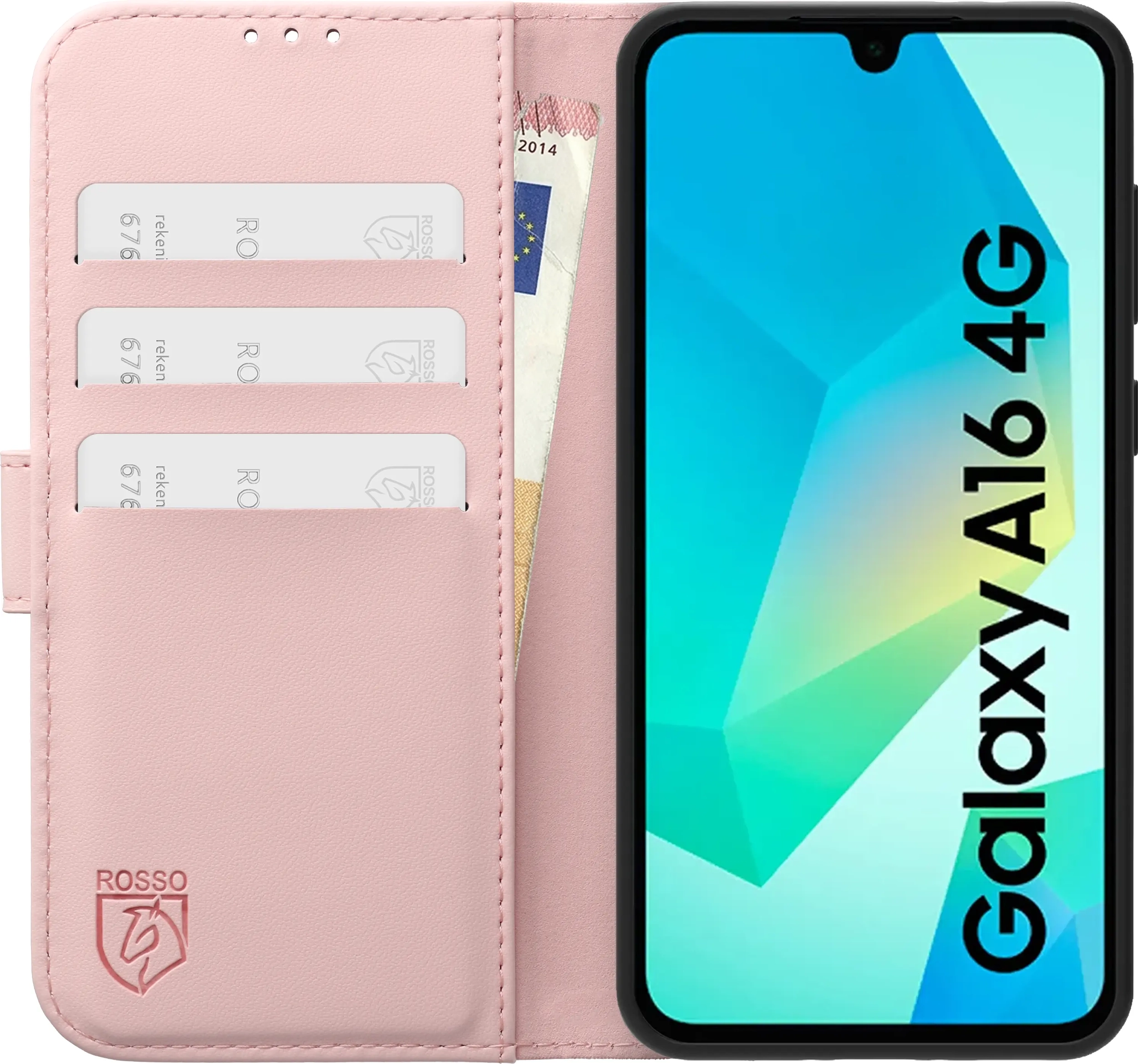 Rosso Element Modern Samsung Galaxy A16 Hoesje Book Case Wallet Roze afbeelding 3