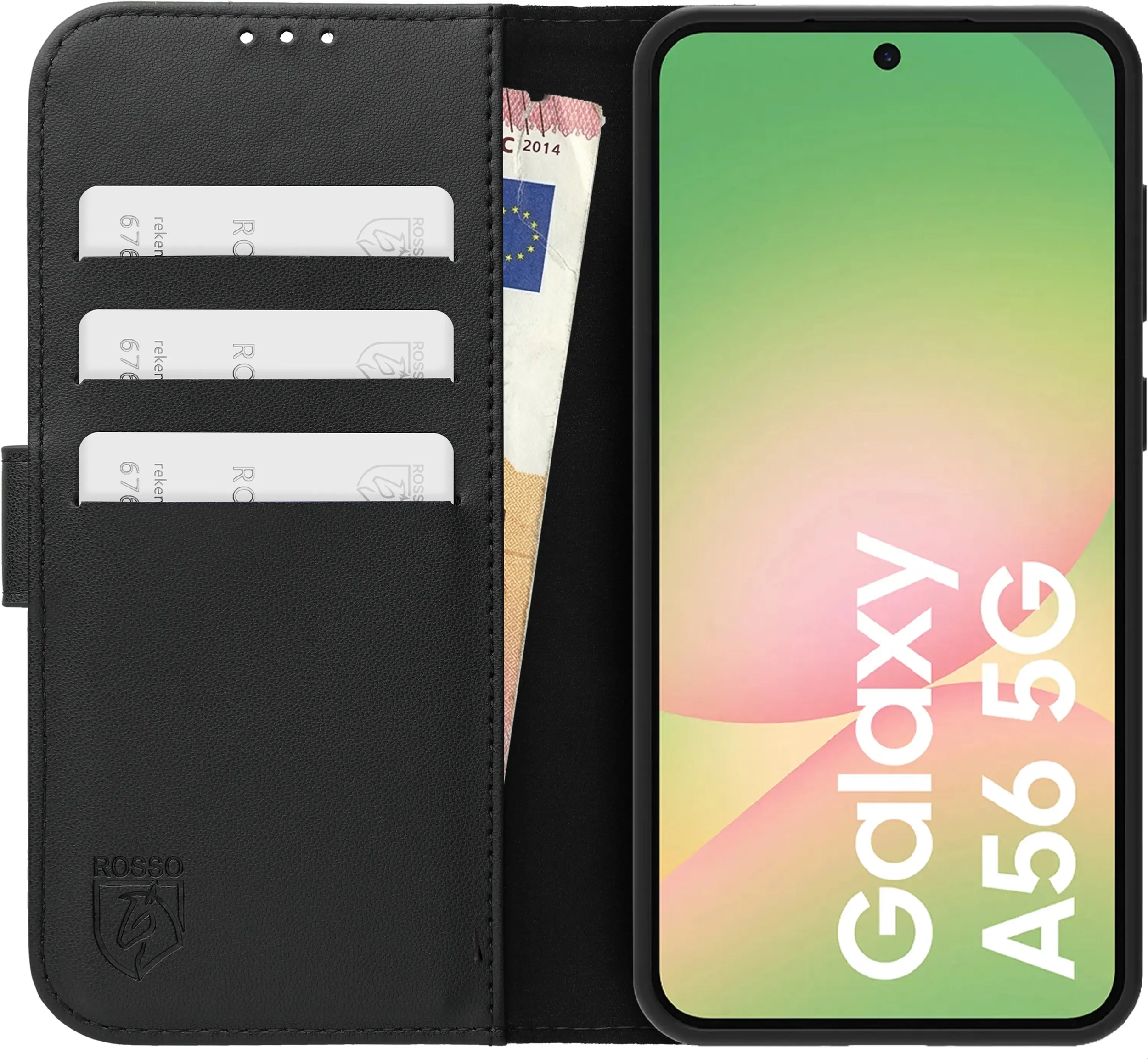 Rosso Element Modern Samsung Galaxy A56 Hoesje Book Case Wallet Zwart afbeelding 3