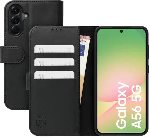 Rosso Element Modern Samsung Galaxy A56 Hoesje Book Case Wallet Zwart afbeelding 1