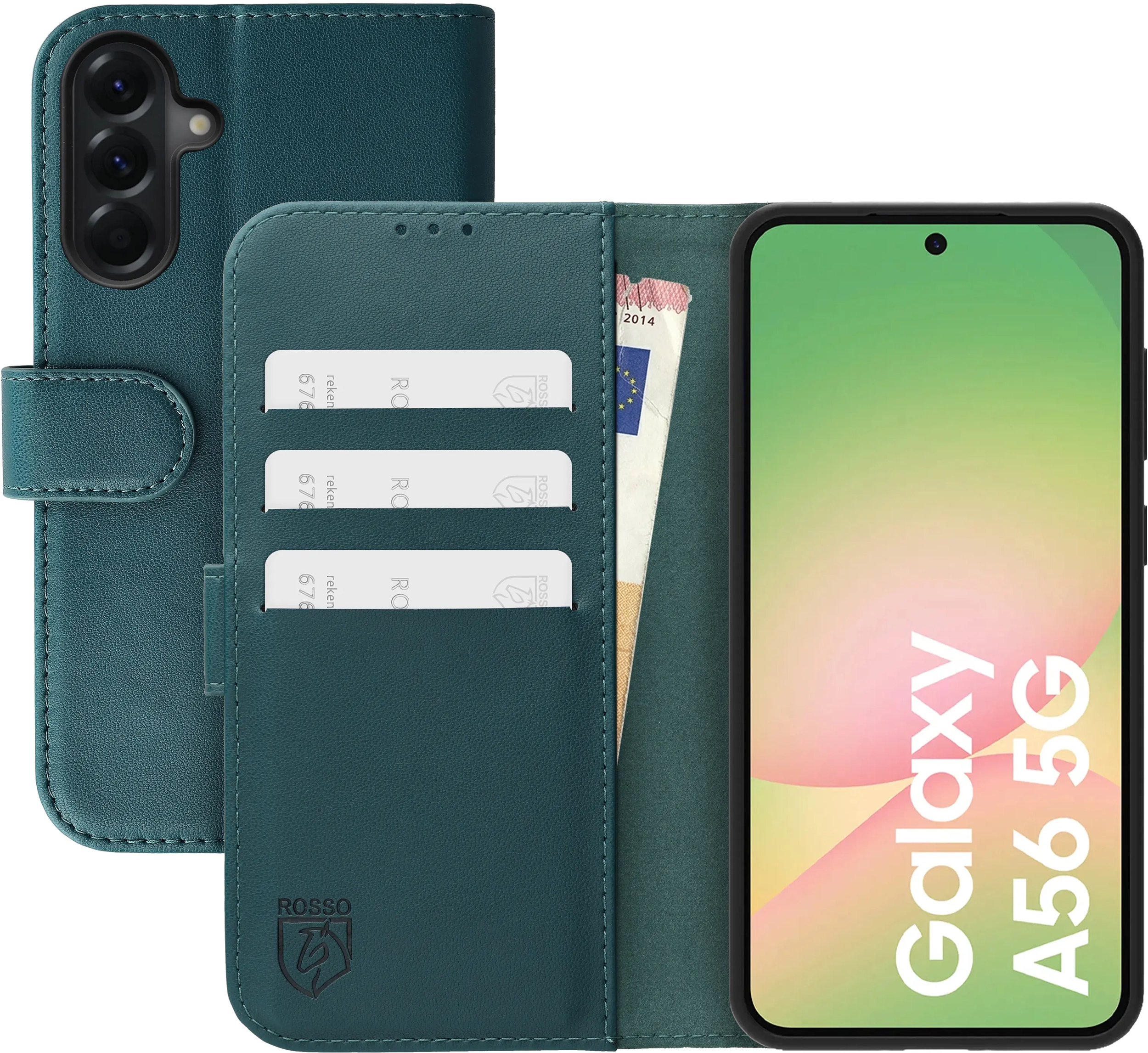 Rosso Element Modern Samsung Galaxy A56 Hoesje Book Case Wallet Groen afbeelding 1