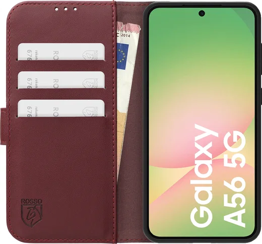 Rosso Element Modern Samsung Galaxy A56 Hoesje Book Case Wallet Burgundy afbeelding 3