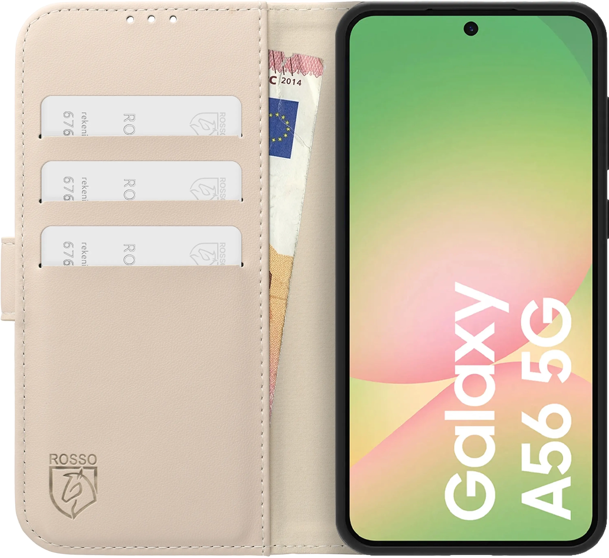 Rosso Element Modern Samsung Galaxy A56 Hoesje Book Case Wallet Beige afbeelding 3