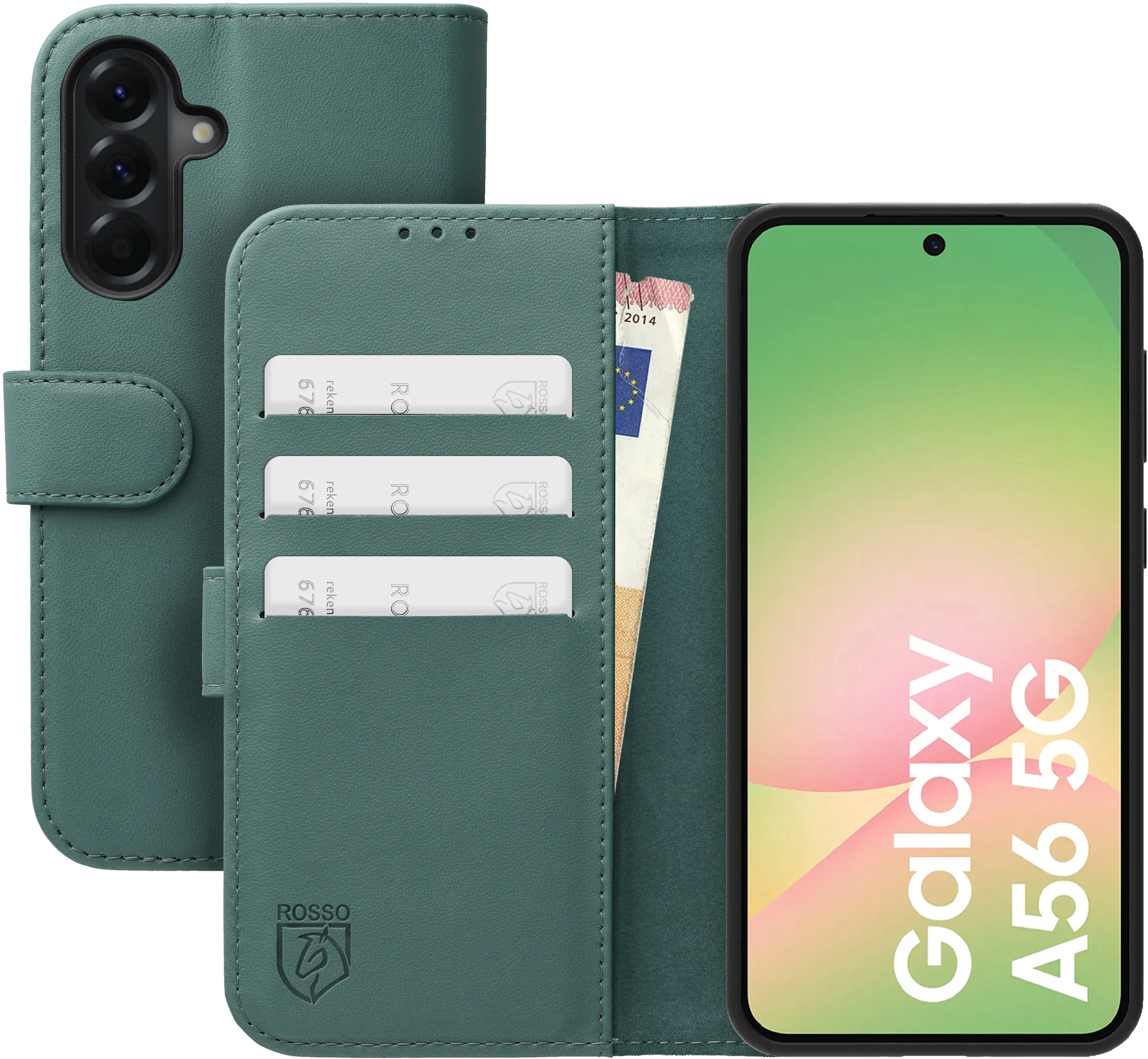 Rosso Element Modern Samsung Galaxy A56 Hoesje Book Case Wallet Licht Groen afbeelding 1
