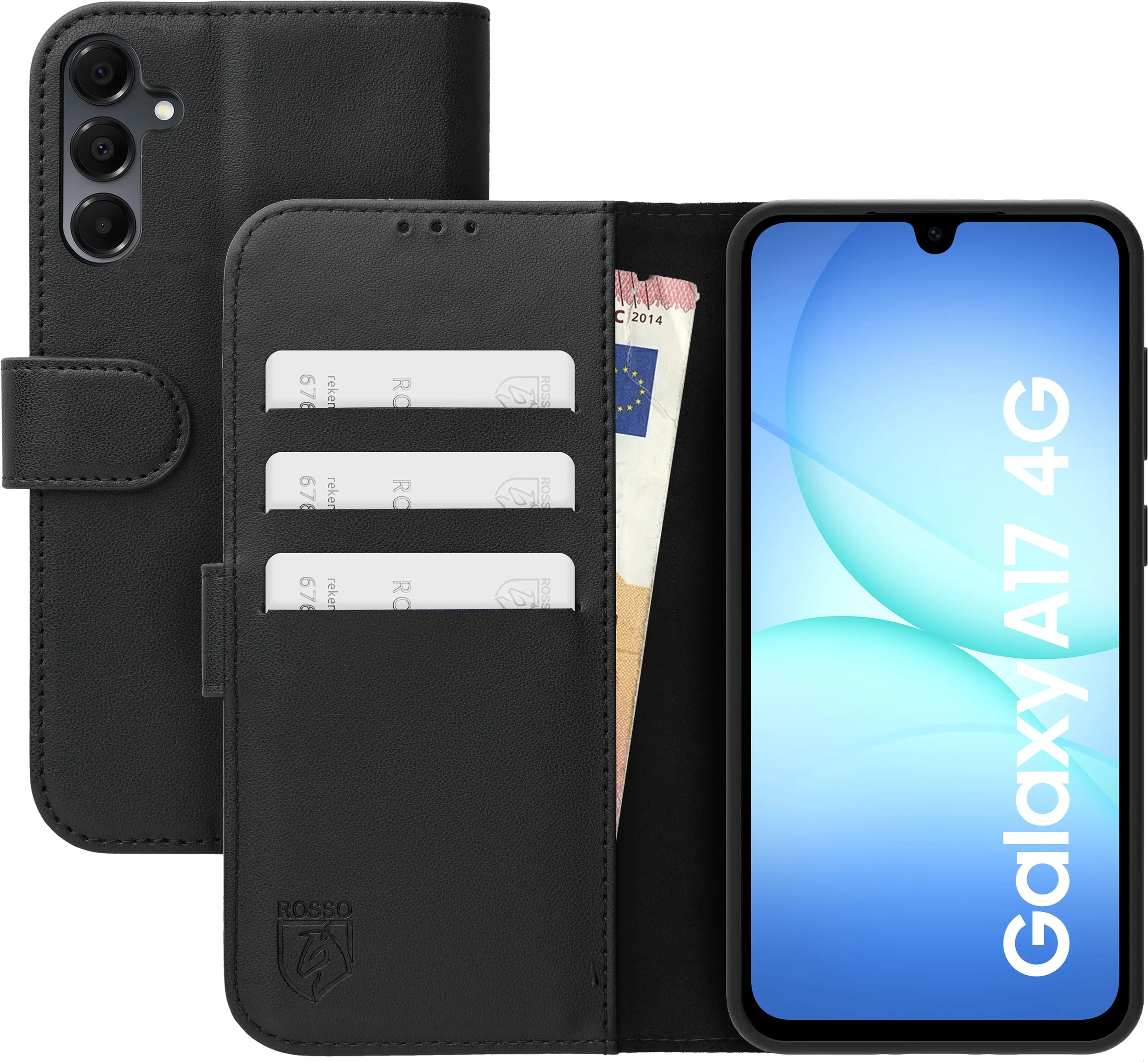 Rosso Element Modern Samsung Galaxy A17 Hoesje Book Case Wallet Zwart afbeelding 1