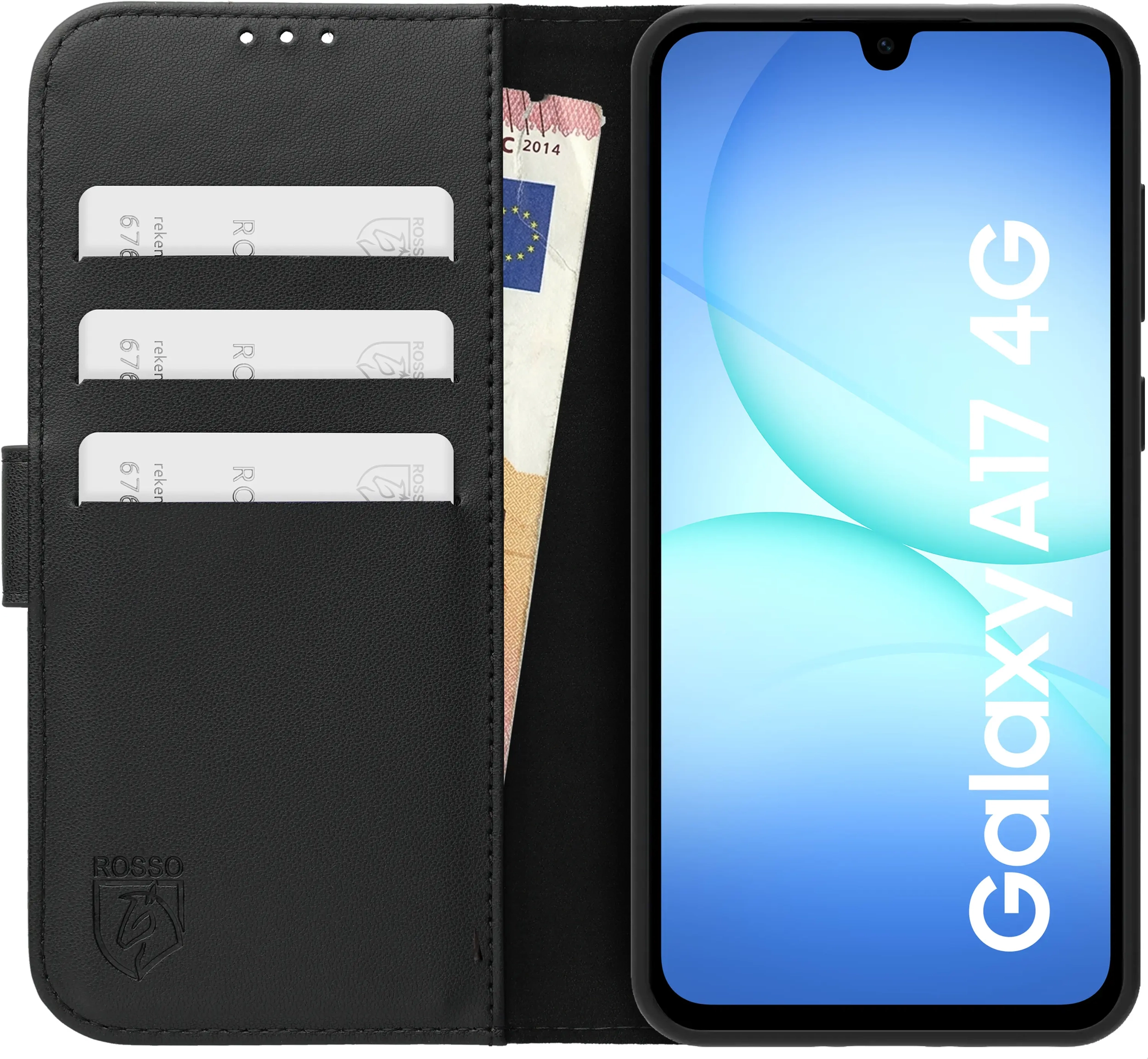 Rosso Element Modern Samsung Galaxy A17 Hoesje Book Case Wallet Zwart afbeelding 3