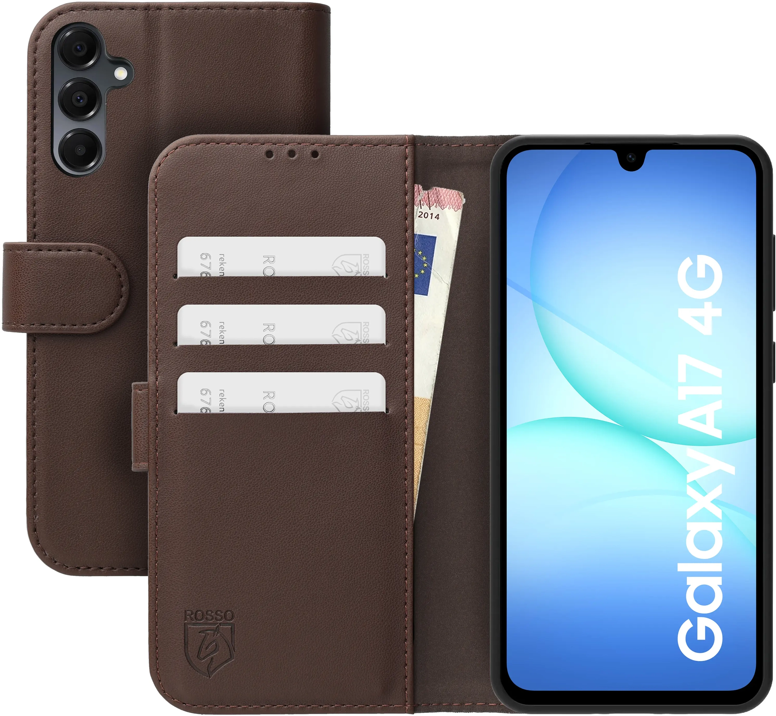 Rosso Element Modern Samsung Galaxy A17 Hoesje Book Case Wallet Bruin afbeelding 1