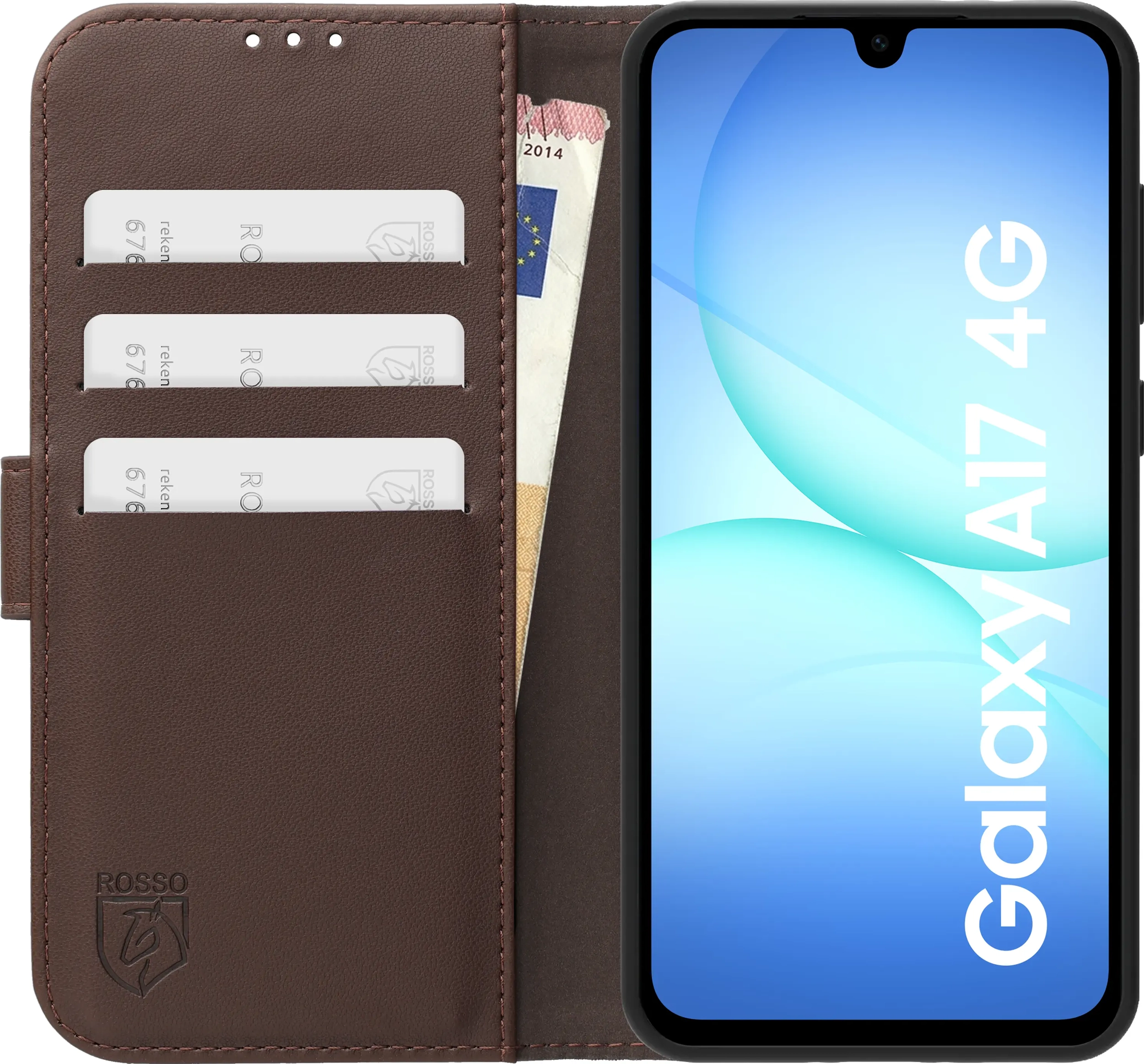 Rosso Element Modern Samsung Galaxy A17 Hoesje Book Case Wallet Bruin afbeelding 3