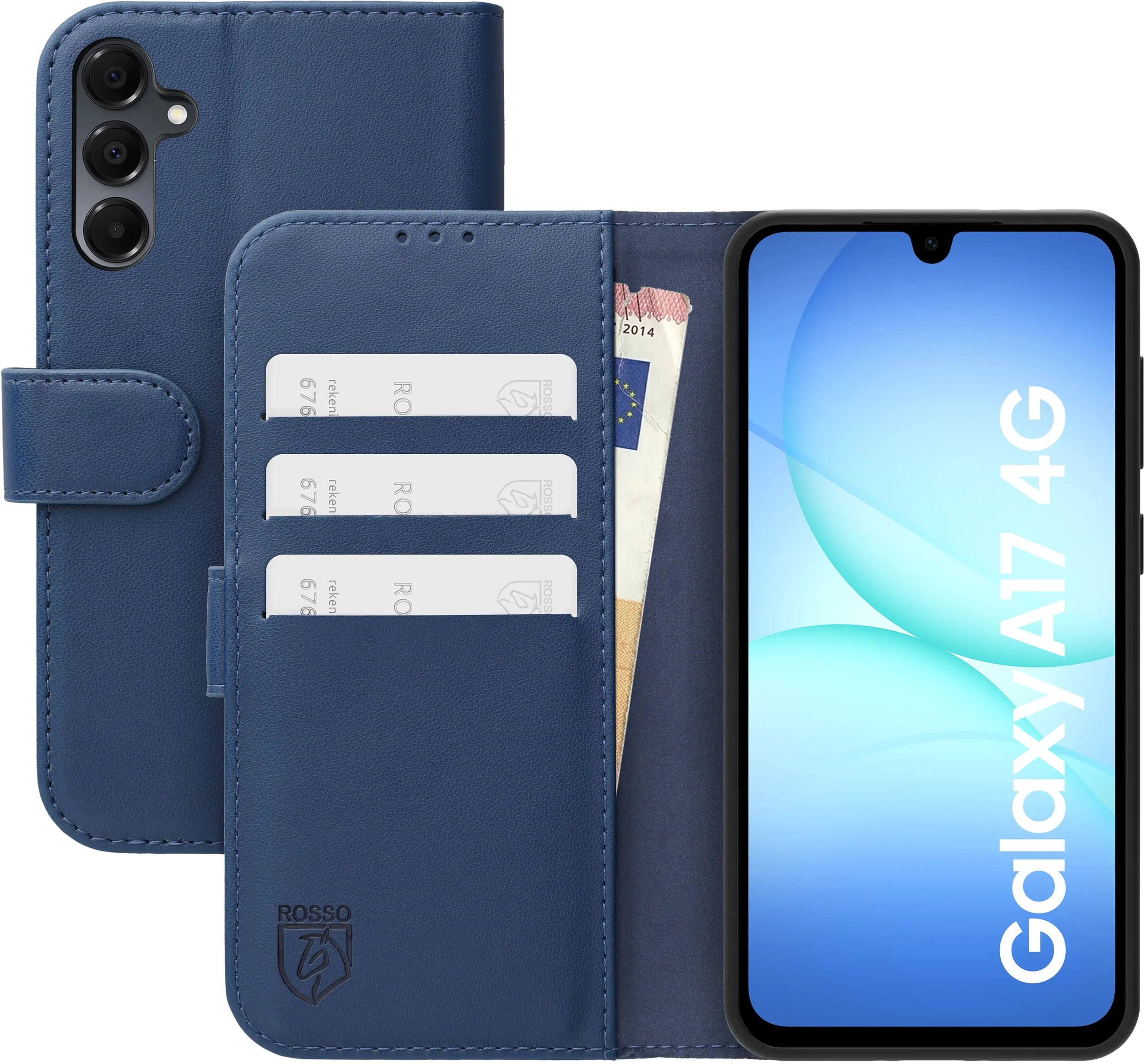 Rosso Element Modern Samsung Galaxy A17 Hoesje Book Case Wallet Blauw afbeelding 1
