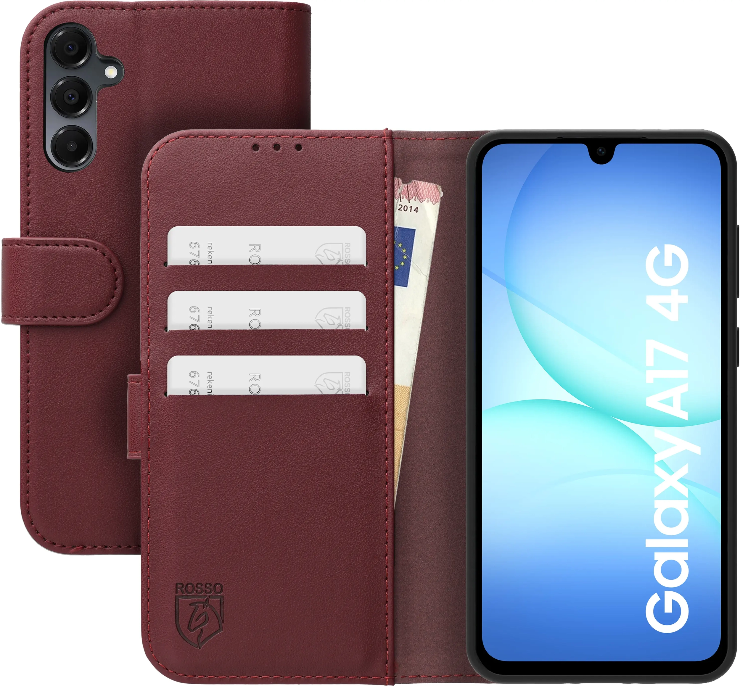 Rosso Element Modern Samsung Galaxy A17 Hoesje Book Case Wallet Burgundy afbeelding 1