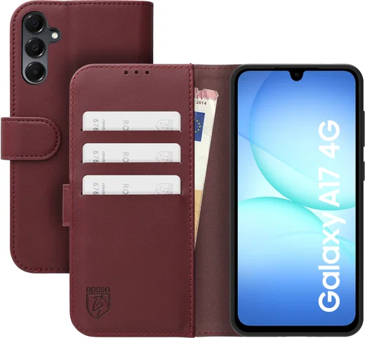 Rosso Element Modern Samsung Galaxy A17 Hoesje Book Case Wallet Burgundy afbeelding 1