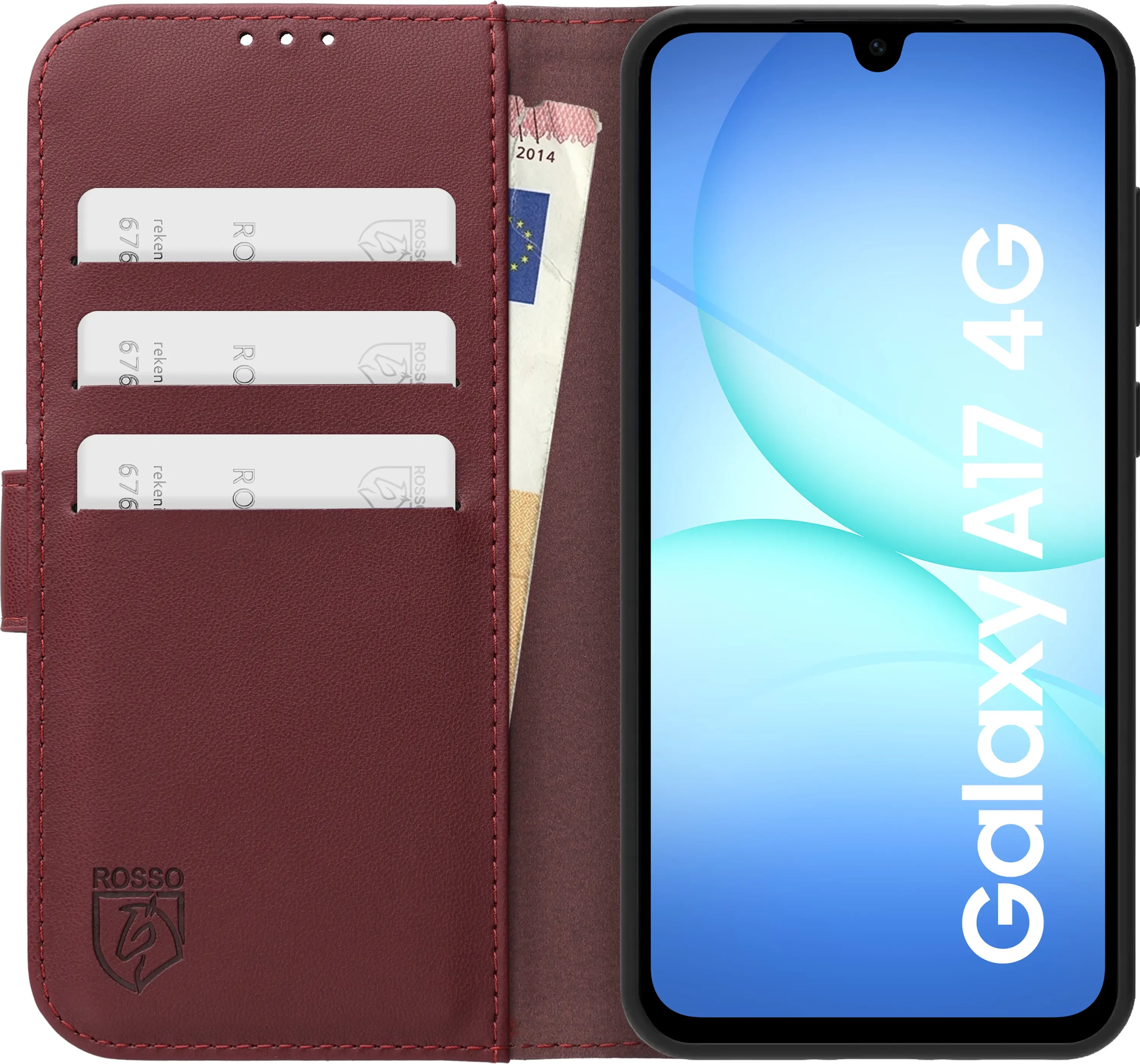 Rosso Element Modern Samsung Galaxy A17 Hoesje Book Case Wallet Burgundy afbeelding 3