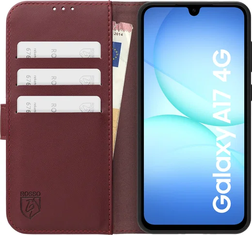 Rosso Element Modern Samsung Galaxy A17 Hoesje Book Case Wallet Burgundy afbeelding 3