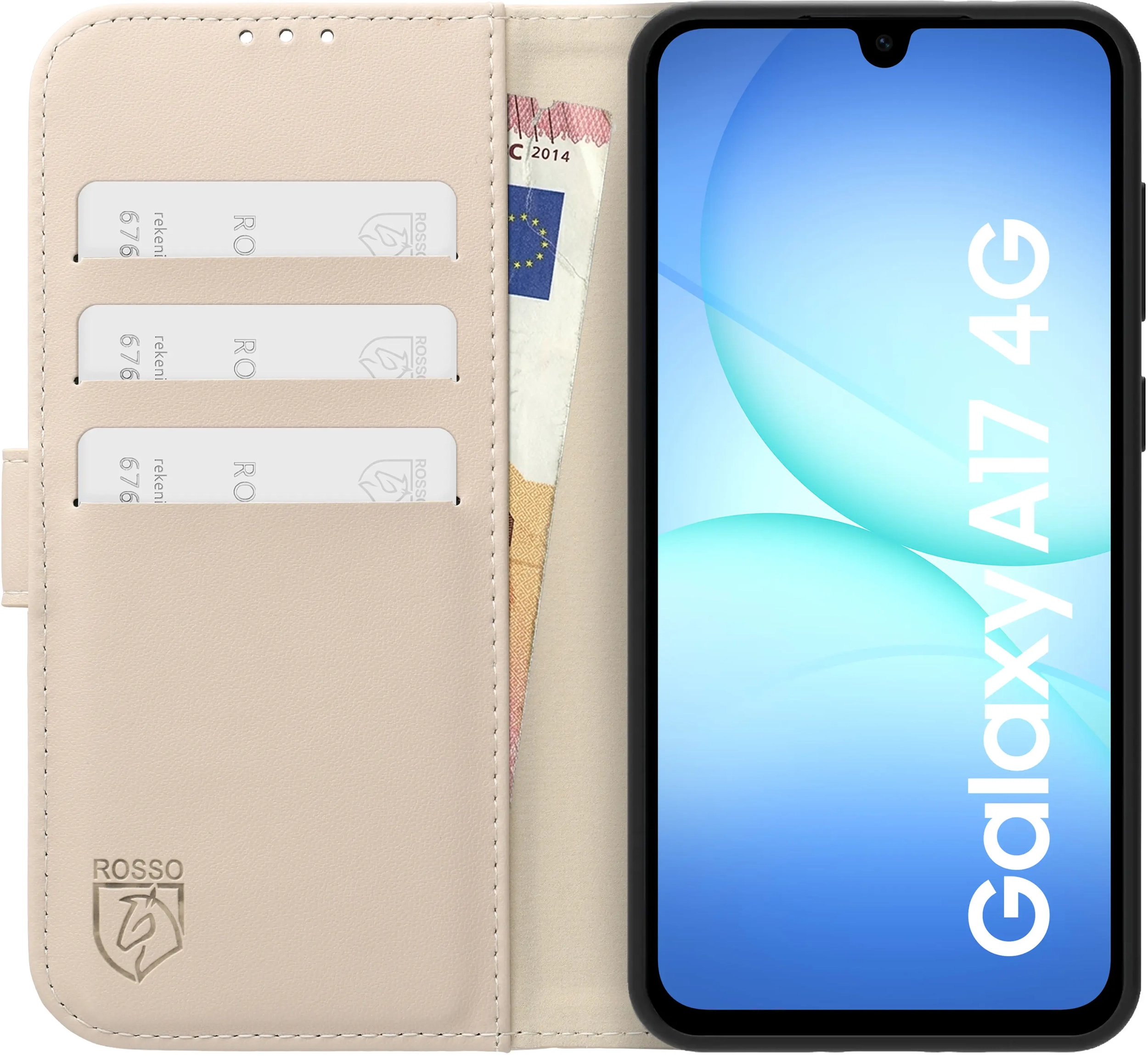 Rosso Element Modern Samsung Galaxy A17 Hoesje Book Case Wallet Beige afbeelding 3