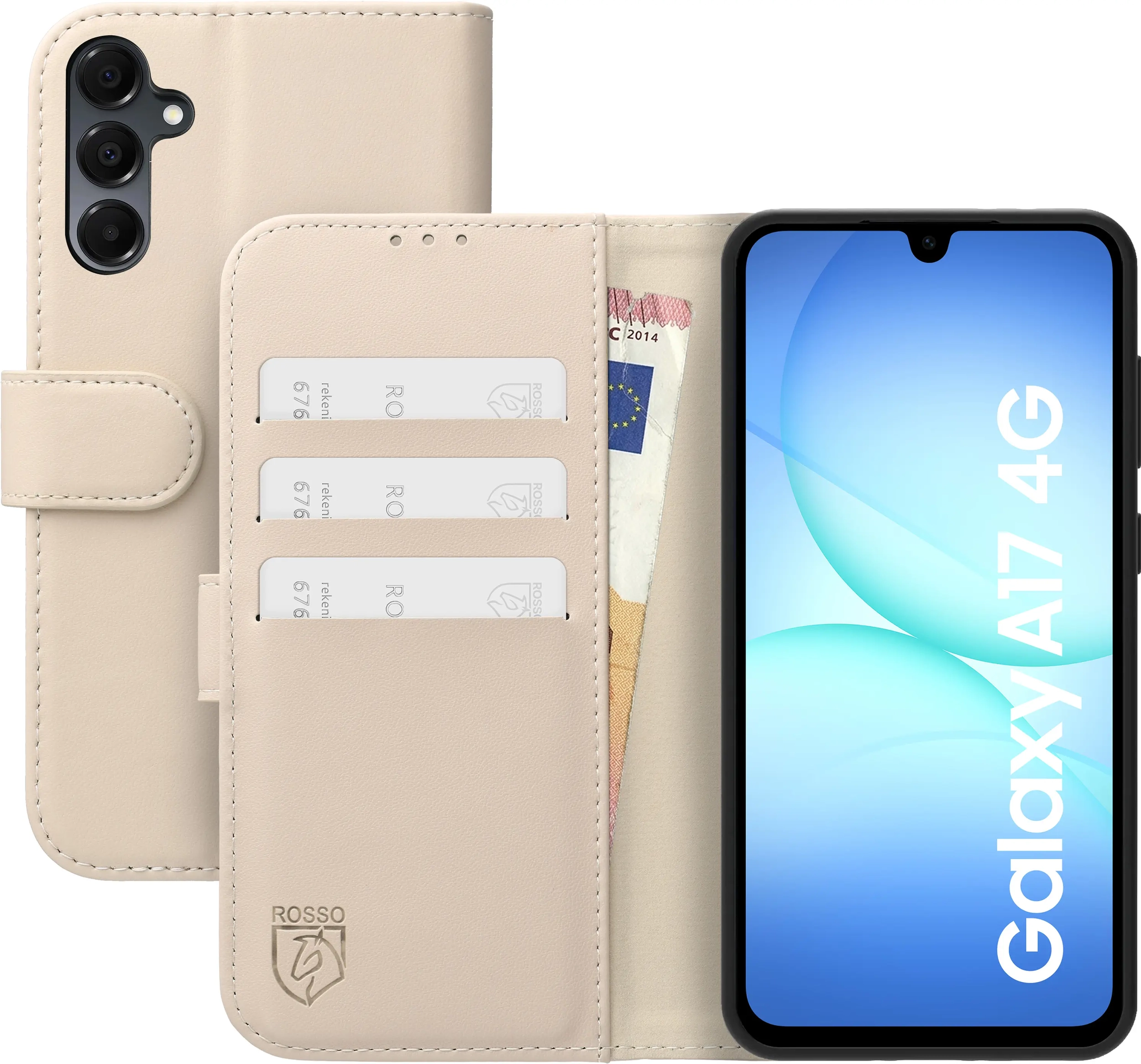 Rosso Element Modern Samsung Galaxy A17 Hoesje Book Case Wallet Beige afbeelding 1