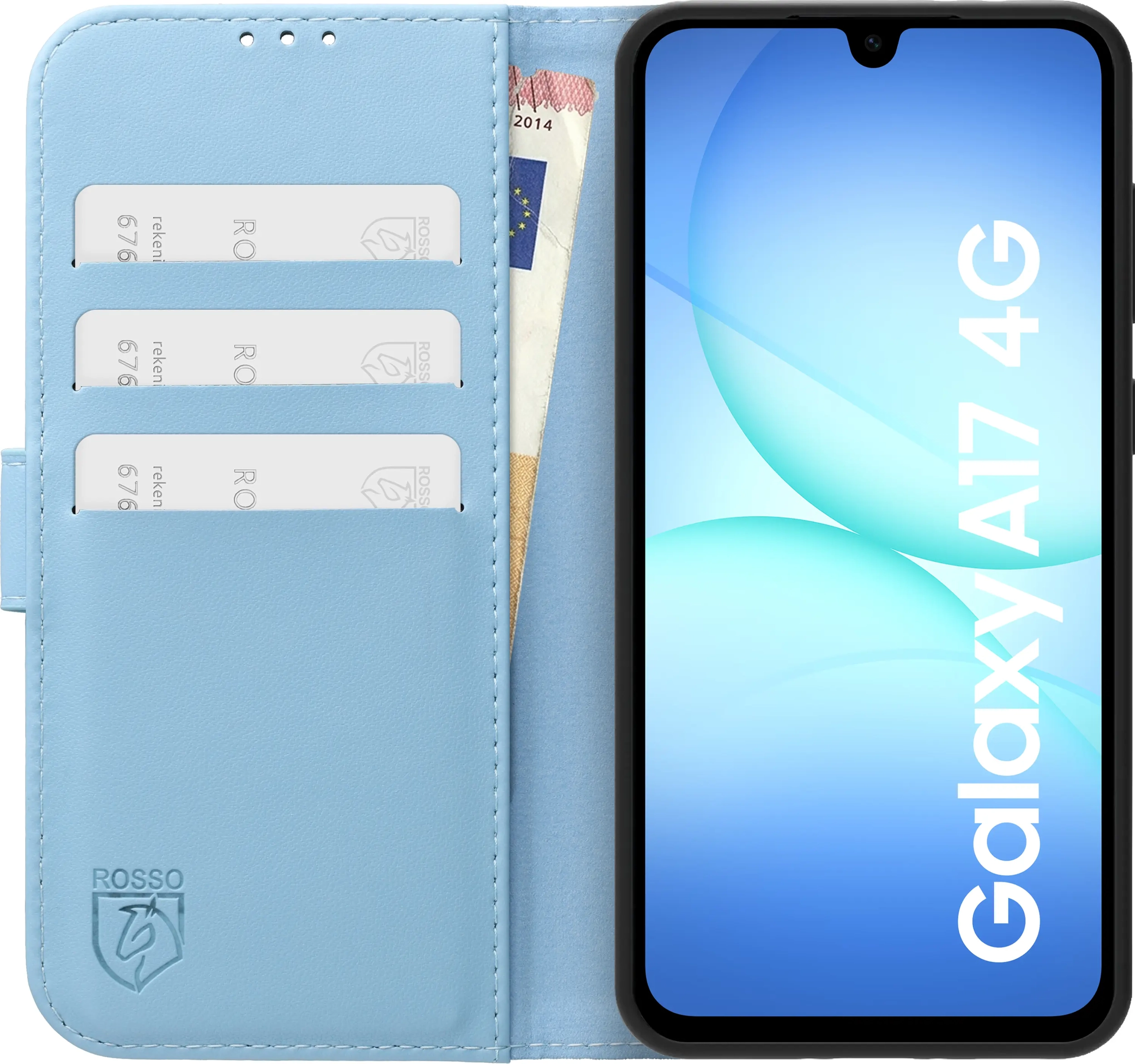 Rosso Element Modern Samsung Galaxy A17 Hoesje Book Case Wallet Licht Blauw afbeelding 3
