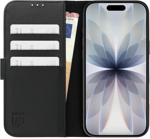 Rosso Element Modern Apple iPhone 17 Hoesje Book Case Wallet Zwart afbeelding 3