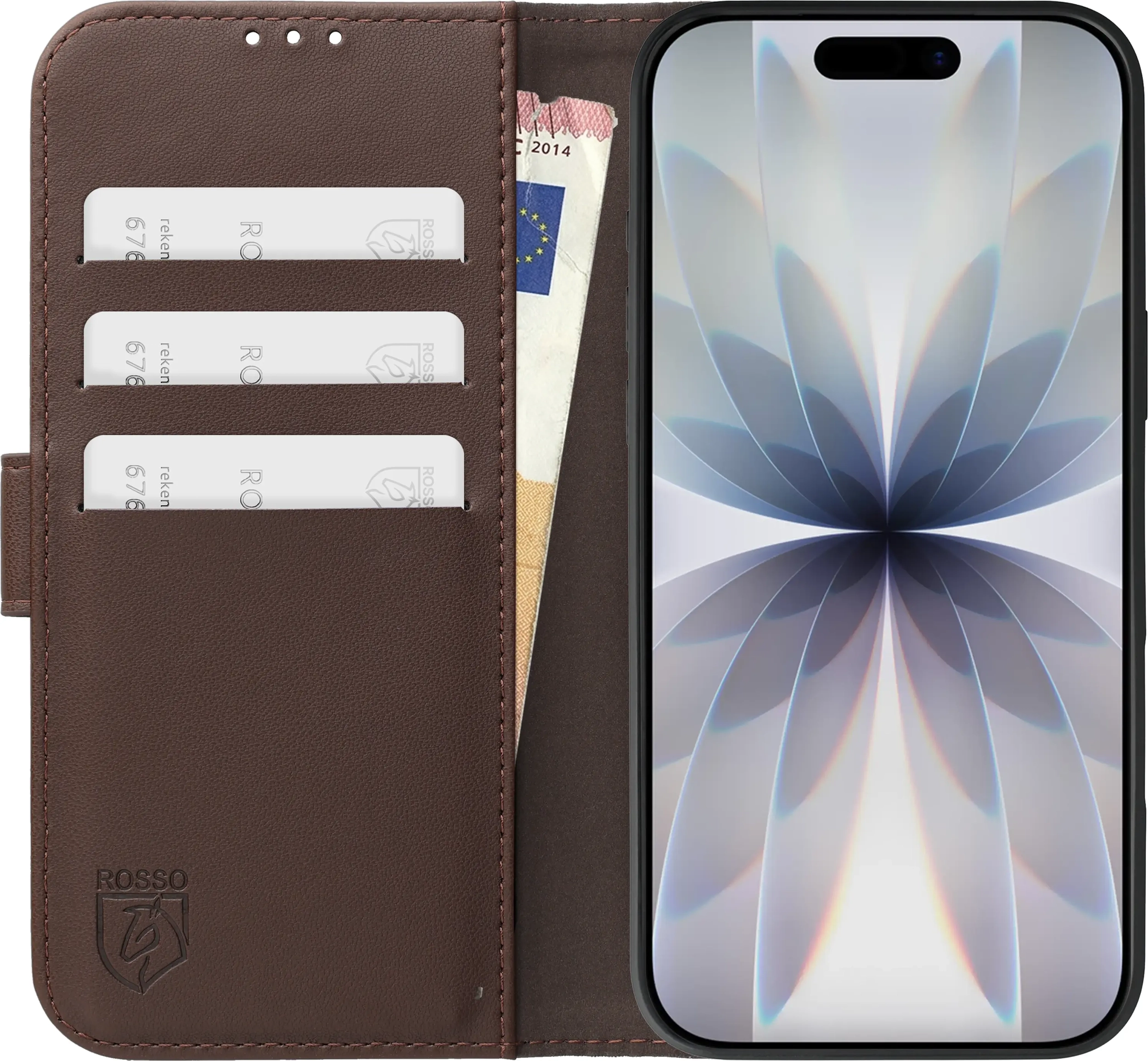 Rosso Element Modern Apple iPhone 17 Hoesje Book Case Wallet Bruin afbeelding 3