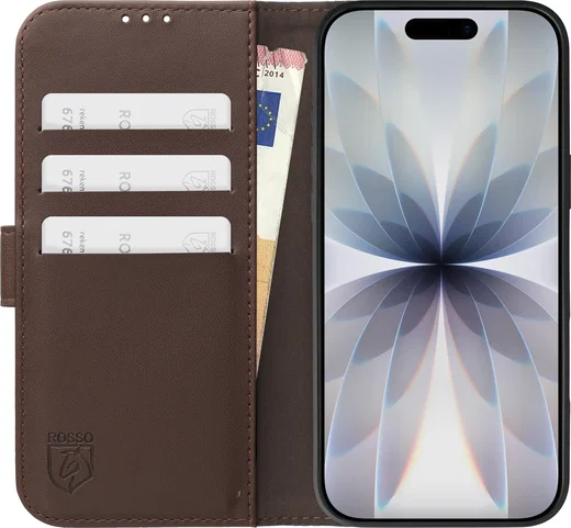 Rosso Element Modern Apple iPhone 17 Hoesje Book Case Wallet Bruin afbeelding 3