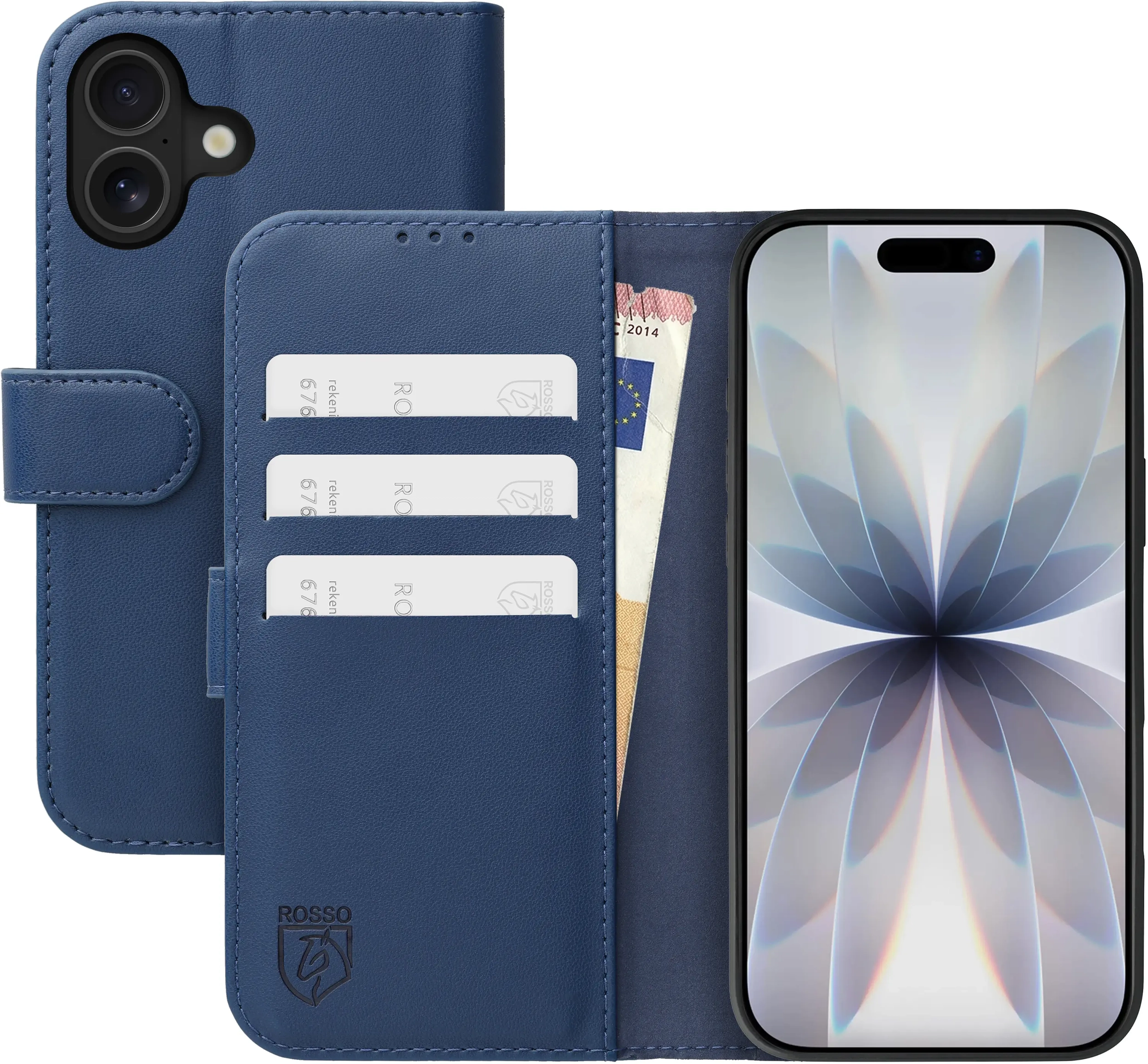 Rosso Element Modern Apple iPhone 17 Hoesje Book Case Wallet Blauw afbeelding 1