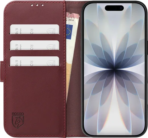 Rosso Element Modern Apple iPhone 17 Hoesje Book Case Wallet Burgundy afbeelding 3