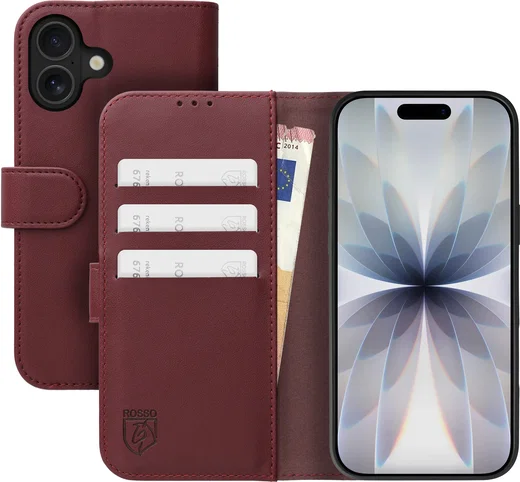 Rosso Element Modern Apple iPhone 17 Hoesje Book Case Wallet Burgundy afbeelding 1