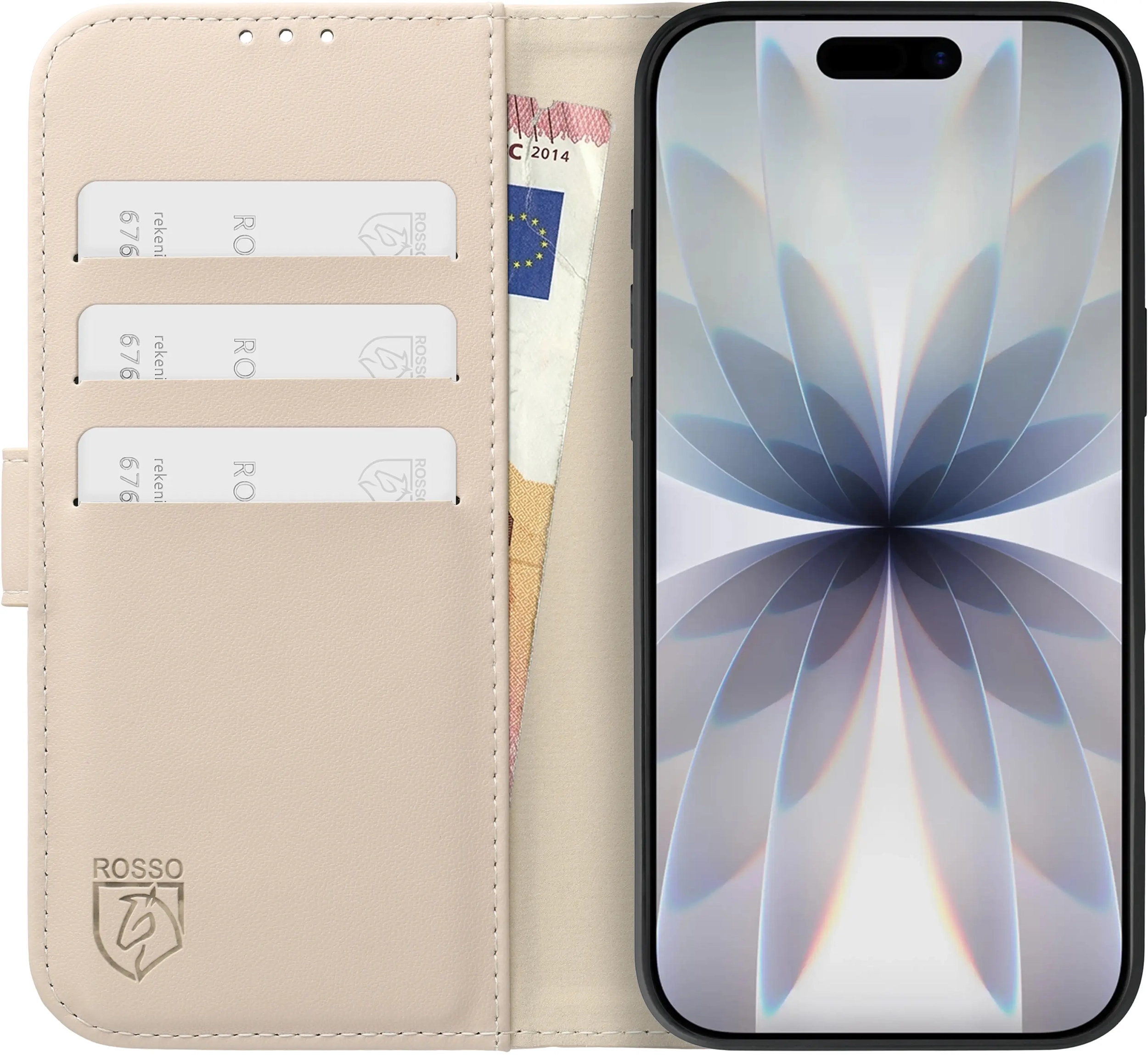 Rosso Element Modern Apple iPhone 17 Hoesje Book Case Wallet Beige afbeelding 3