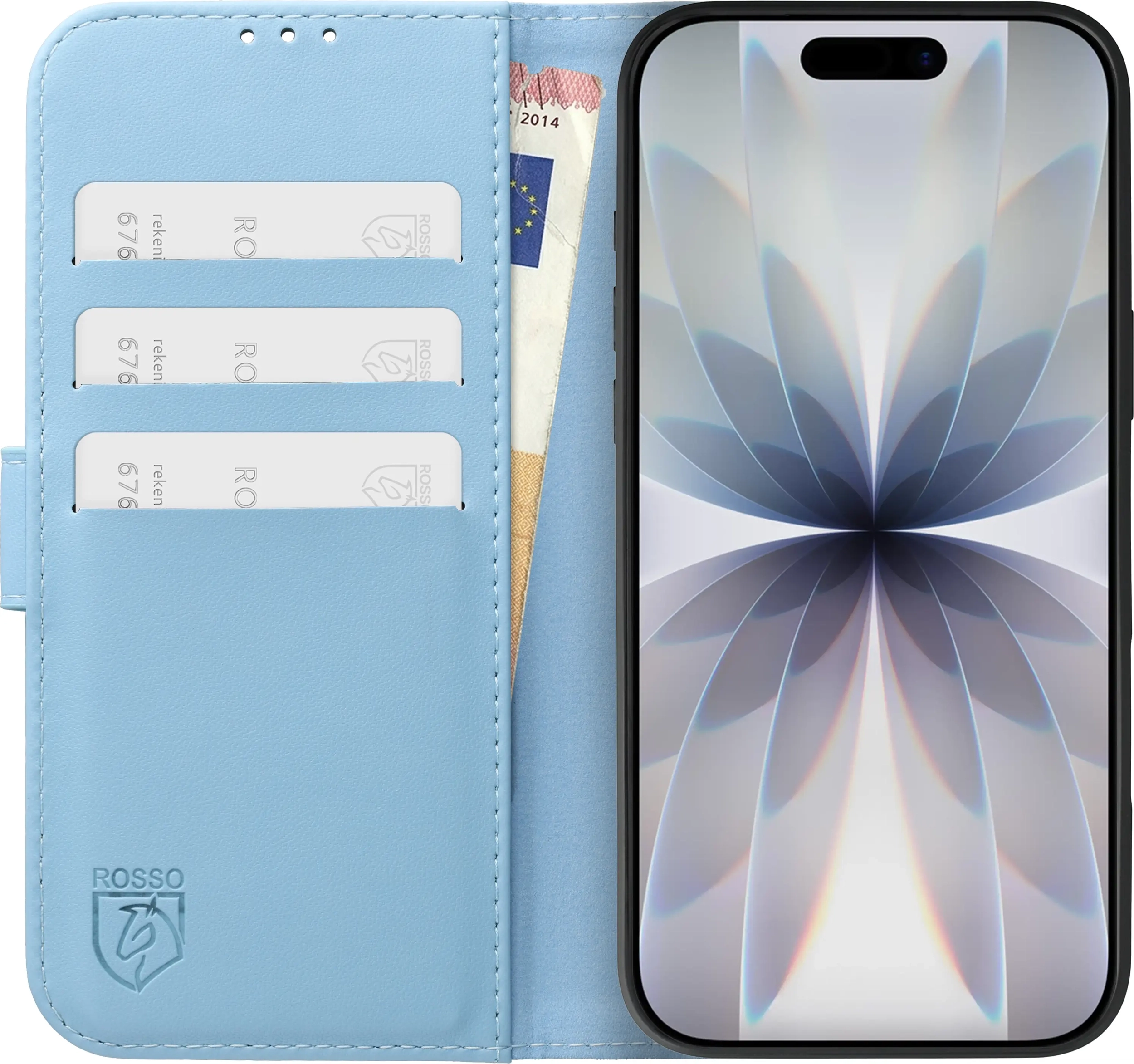 Rosso Element Modern Apple iPhone 17 Hoesje Book Case Wallet Licht Blauw afbeelding 3