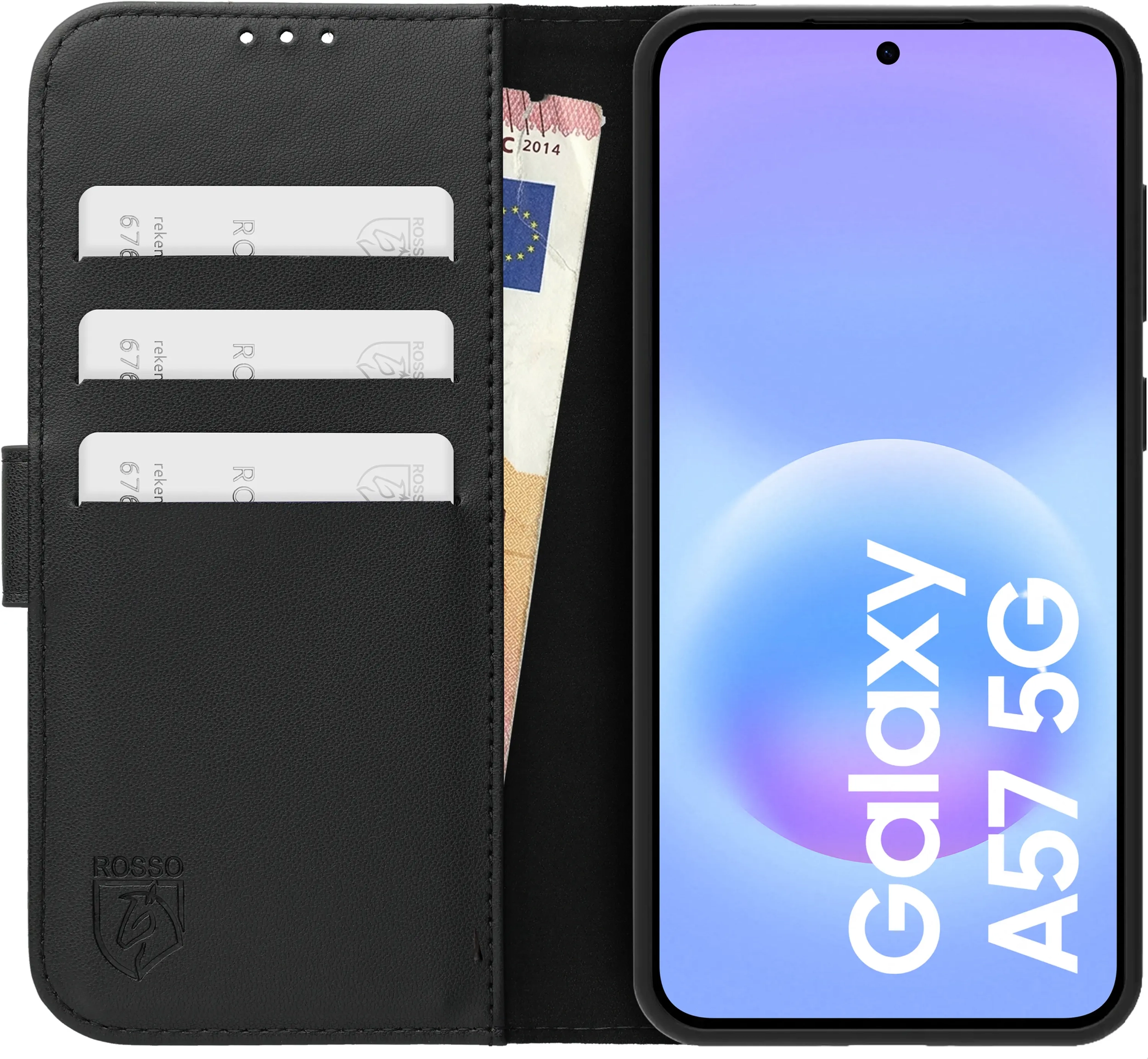 Rosso Element Modern Samsung Galaxy A57 Hoesje Book Case Wallet Zwart afbeelding 3