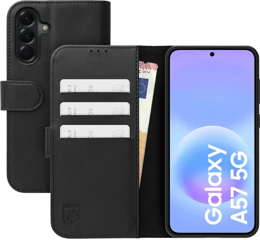 Rosso Element Modern Samsung Galaxy A57 Hoesje Book Case Wallet Zwart afbeelding 1