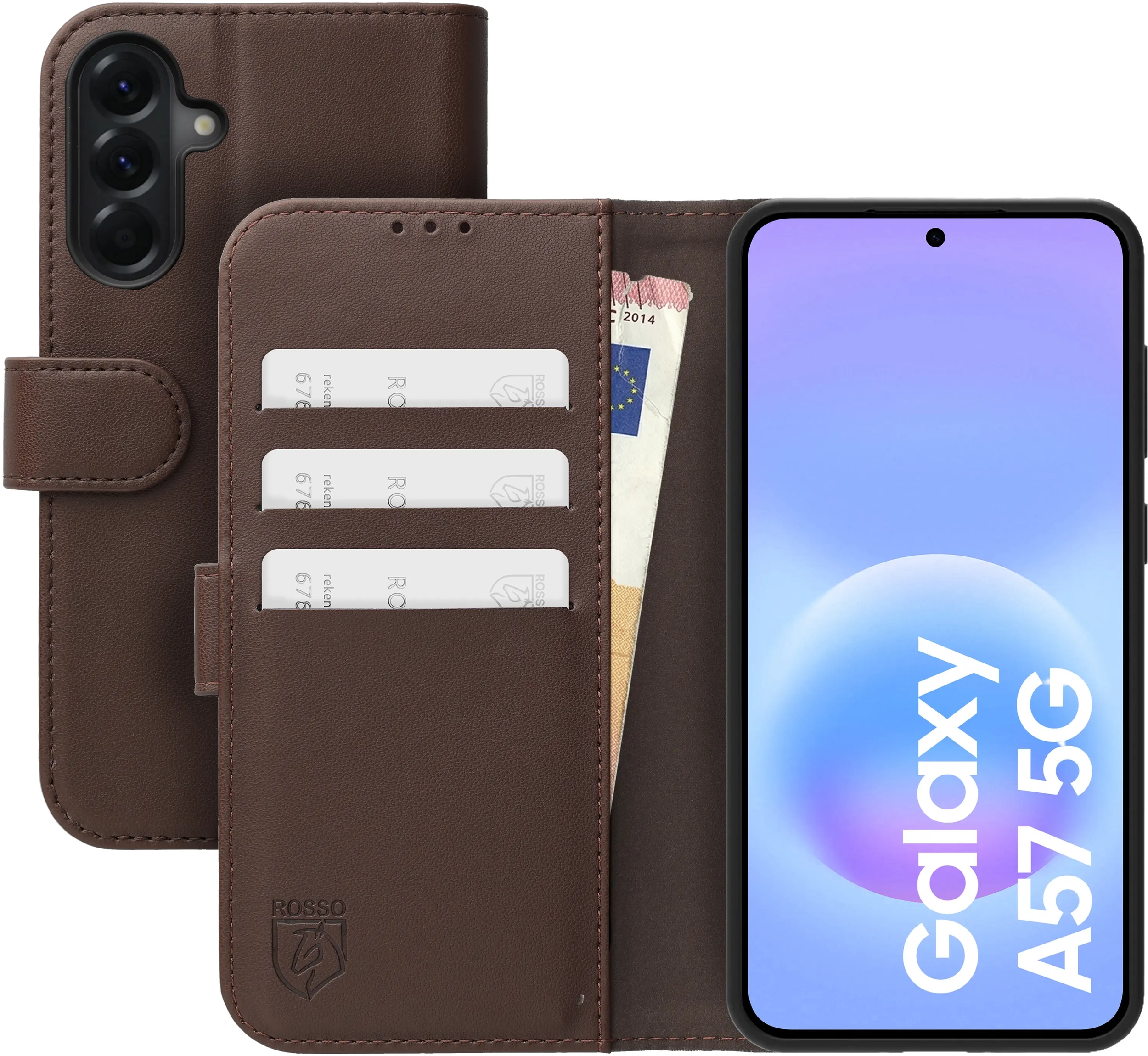 Rosso Element Modern Samsung Galaxy A57 Hoesje Book Case Wallet Bruin afbeelding 1
