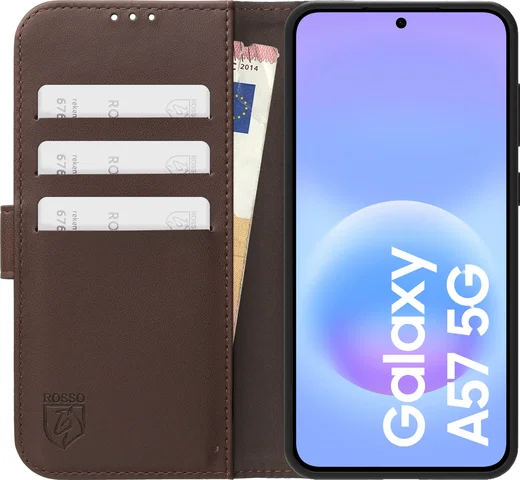 Rosso Element Modern Samsung Galaxy A57 Hoesje Book Case Wallet Bruin afbeelding 3