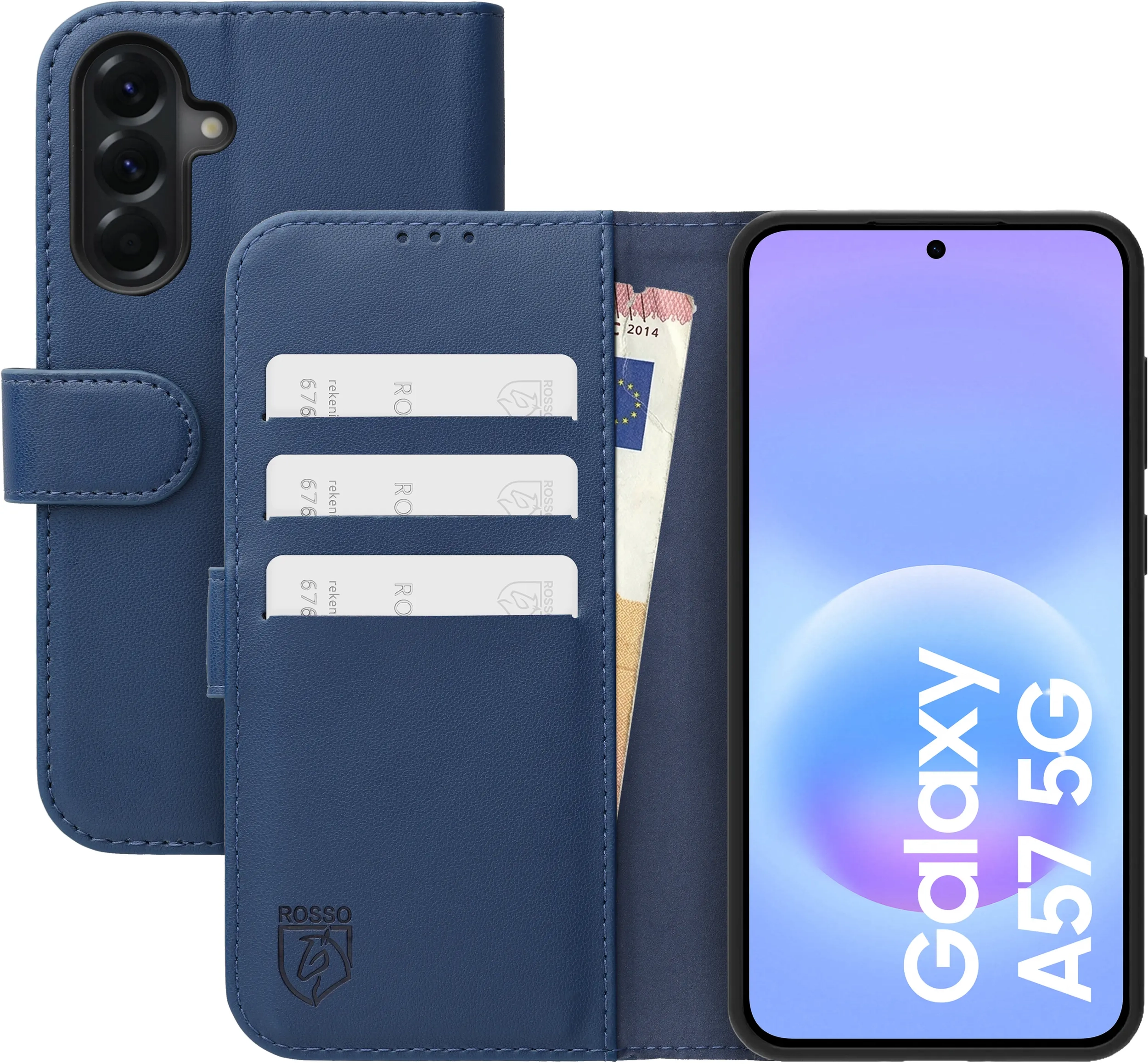 Rosso Element Modern Samsung Galaxy A57 Hoesje Book Case Wallet Blauw afbeelding 1