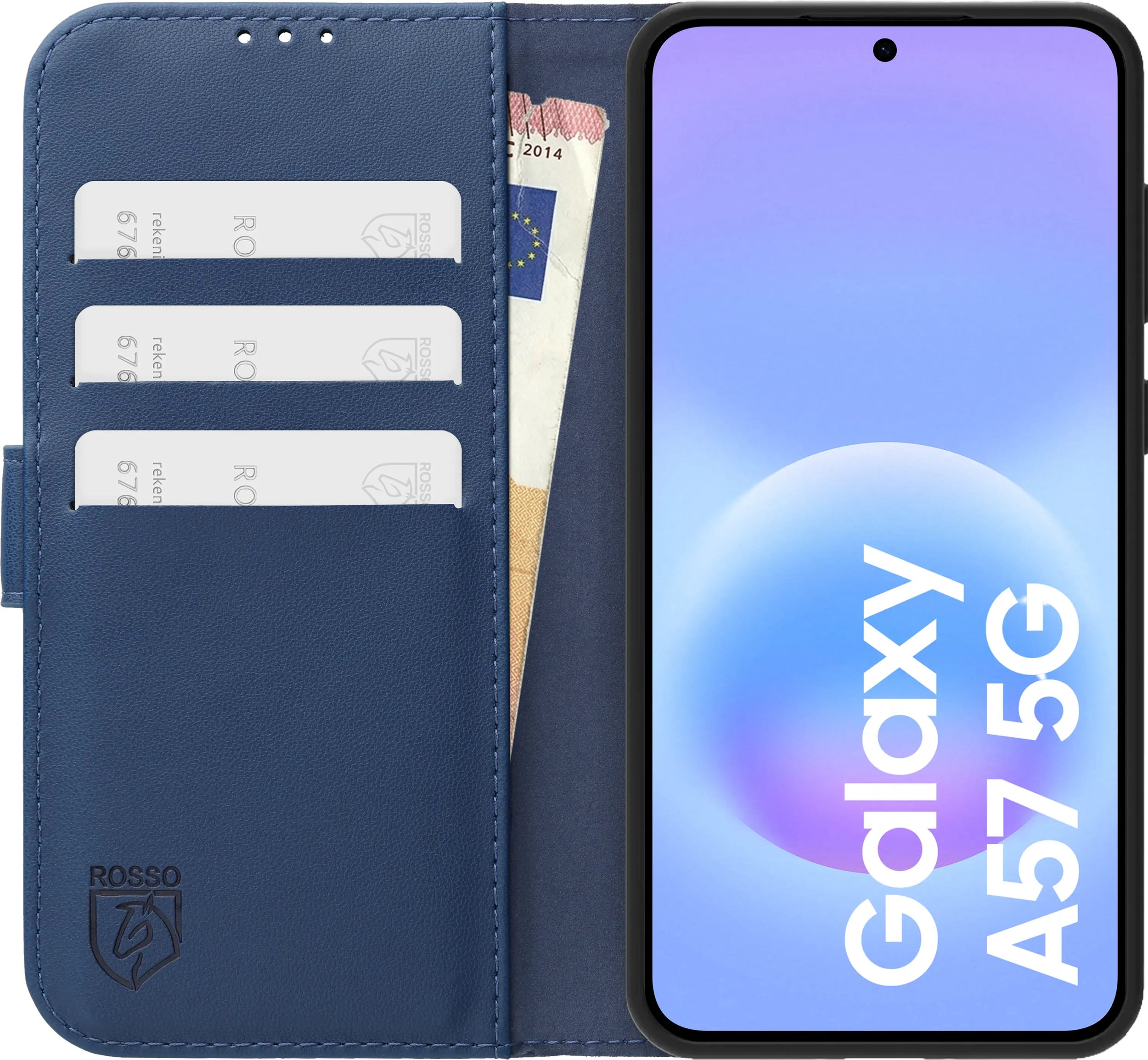 Rosso Element Modern Samsung Galaxy A57 Hoesje Book Case Wallet Blauw afbeelding 3
